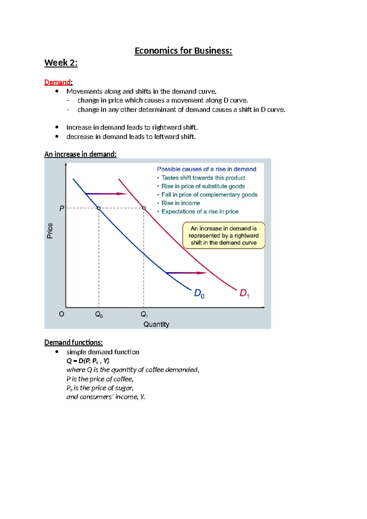 Economics for Business Full Notes - Economics for Business: Week 2 ...