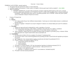 CRIM LAW Outline - Actual - CRIM LAW OUTLINE Crime And Punishment ...