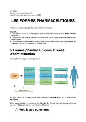Formes Pharmaceutiques 01 10 Les Formes Pharmaceutiques Ue Capsule Avec Studocu
