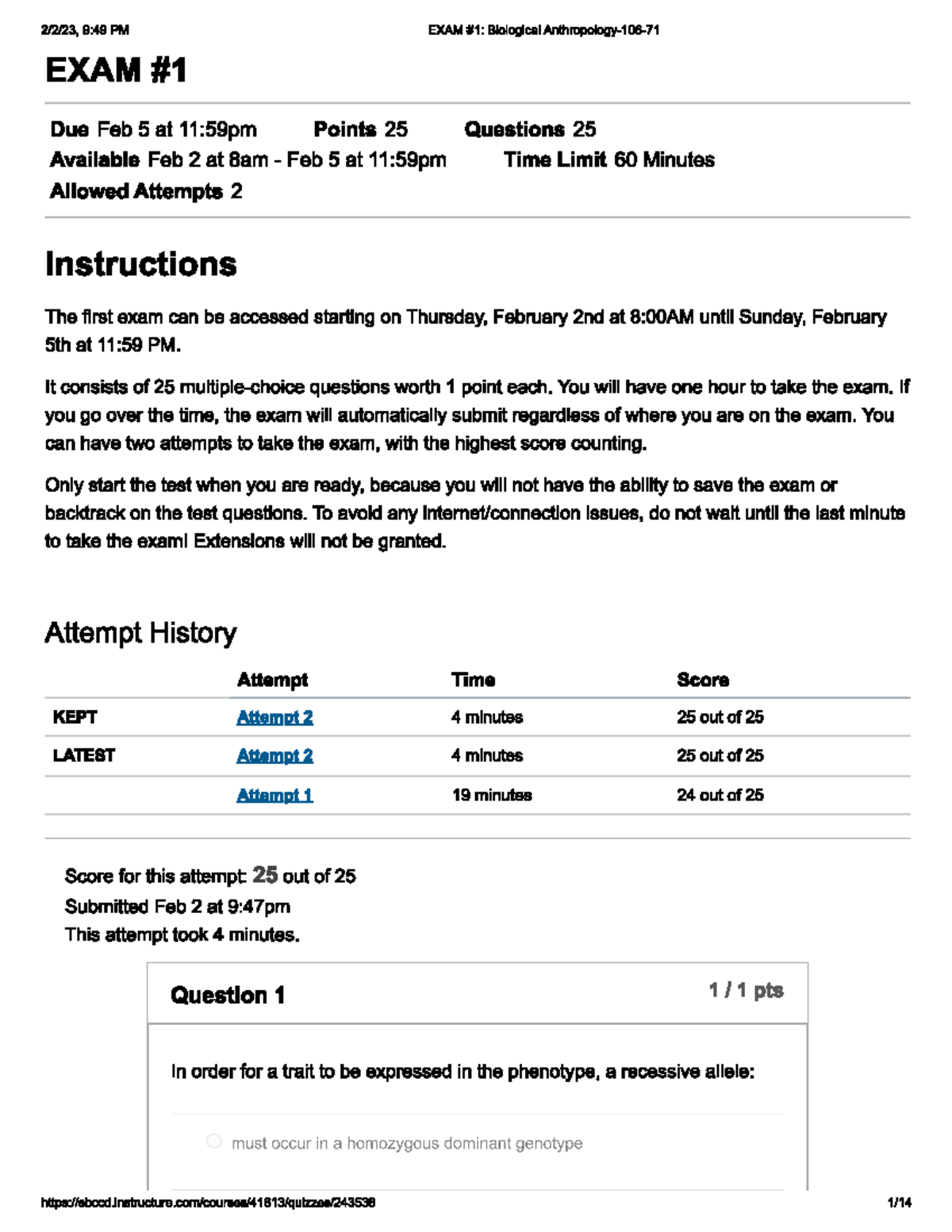 Exam #1 - first exam - ANTHRO 106 - Studocu