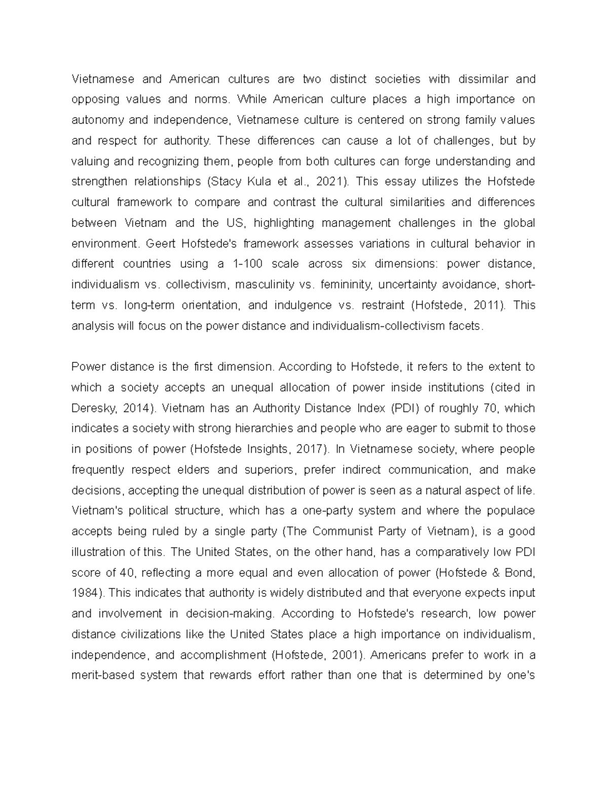 Managing in the global environment - Vietnamese and American cultures ...
