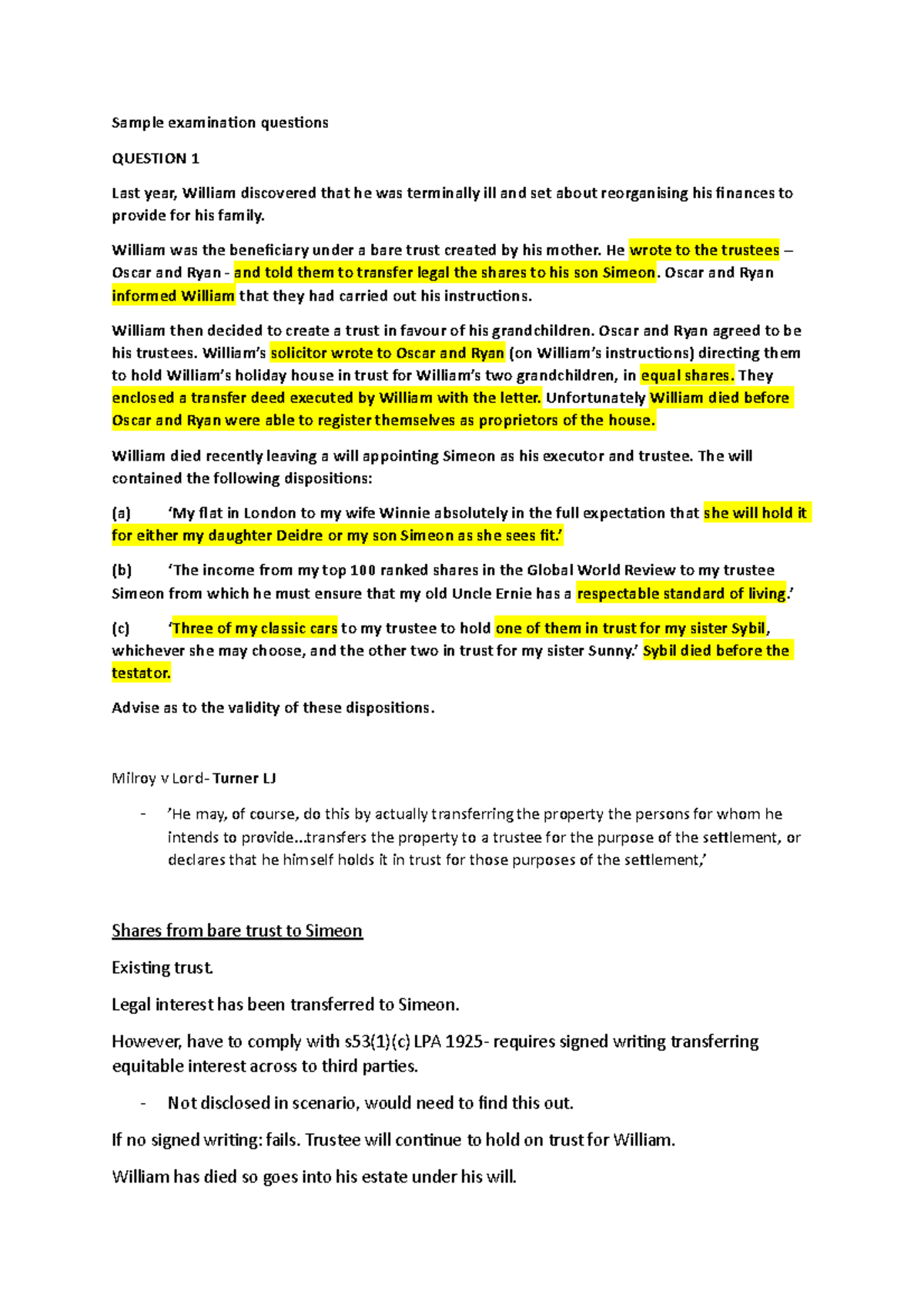 Revision 2- Questions - Sample examination questions QUESTION 1 Last ...
