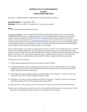 Exercise 5 Life in the Ocean - Introduction to Oceanography Exercise 5 ...