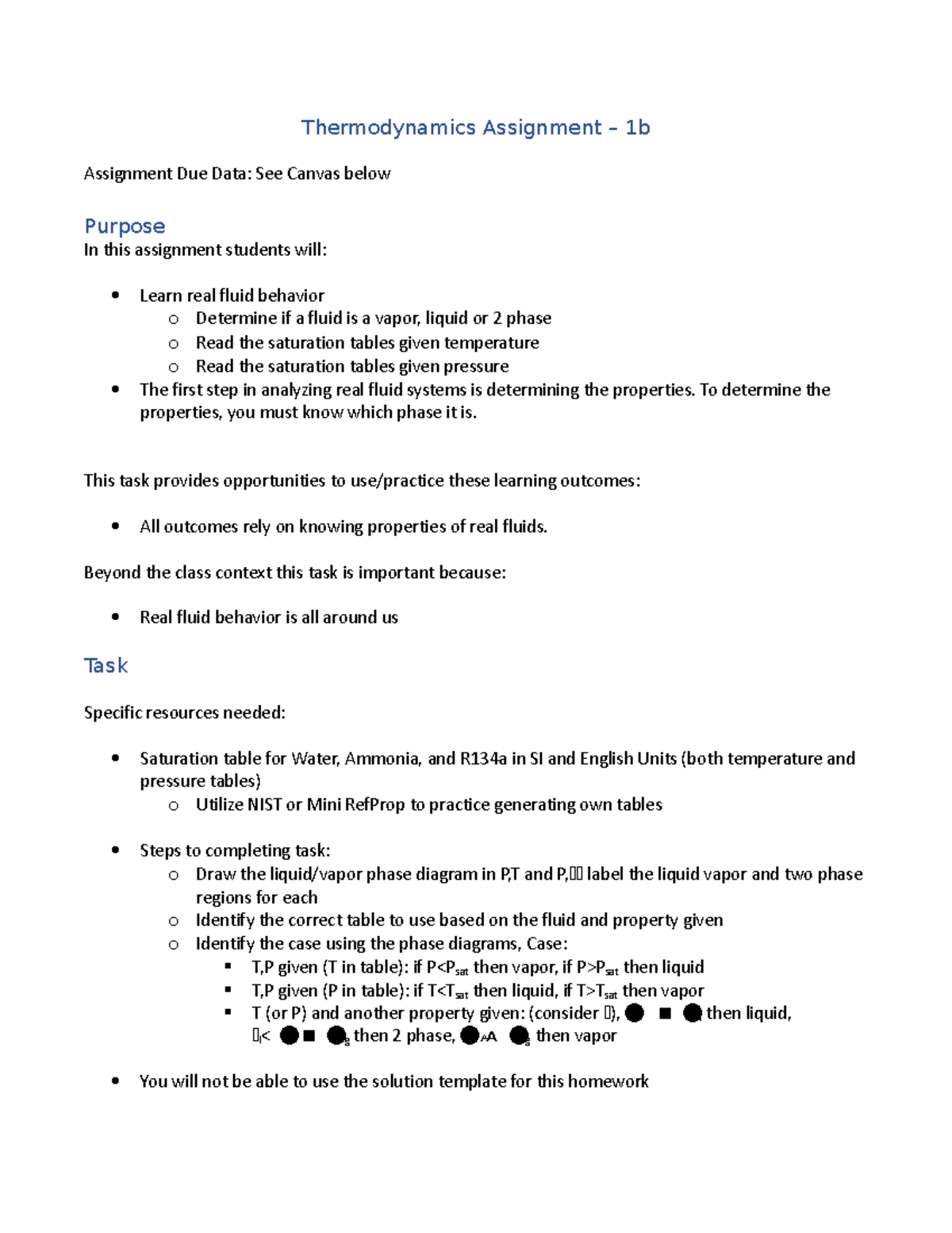 Thermo HW 1b - initial real properties v,l,2p - Thermodynamics ...