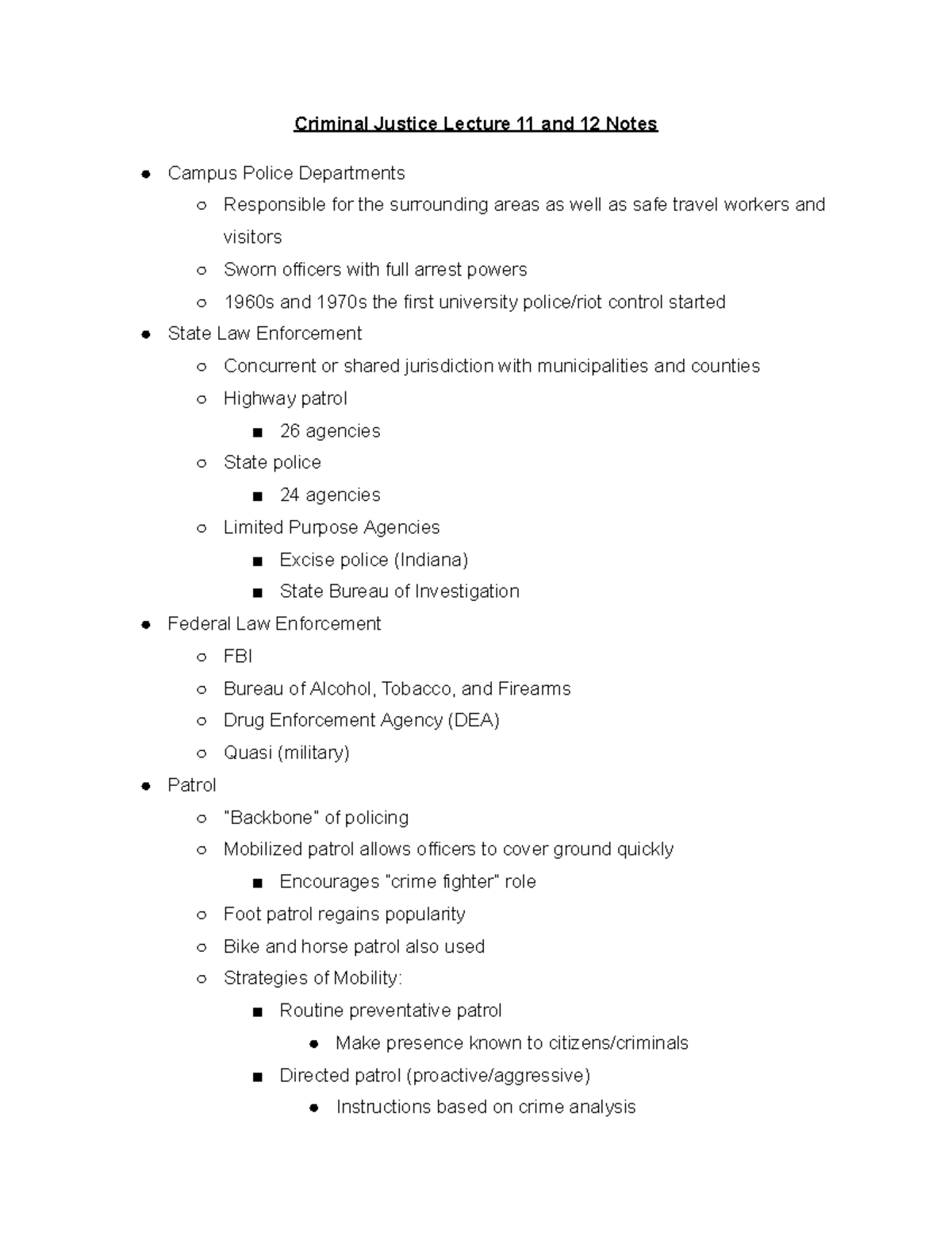 Criminal Justice Lecture 11 And 12 Notes - Criminal Justice Lecture 11 ...