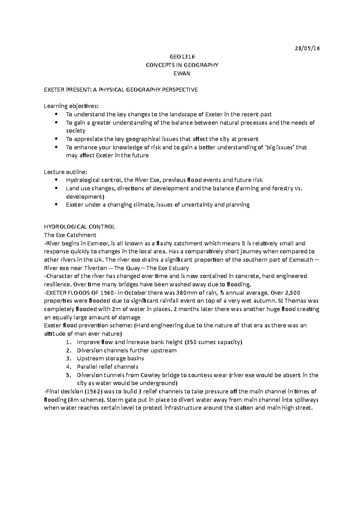 Concepts in Geography Exeter's Physical Geography Perspective Studocu