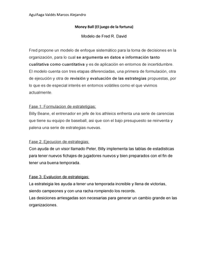 Money Ball - Aguiñaga Valdés Marcos Alejandro Money Ball (El juego de la  fortuna) Modelo de Fred R. - Studocu