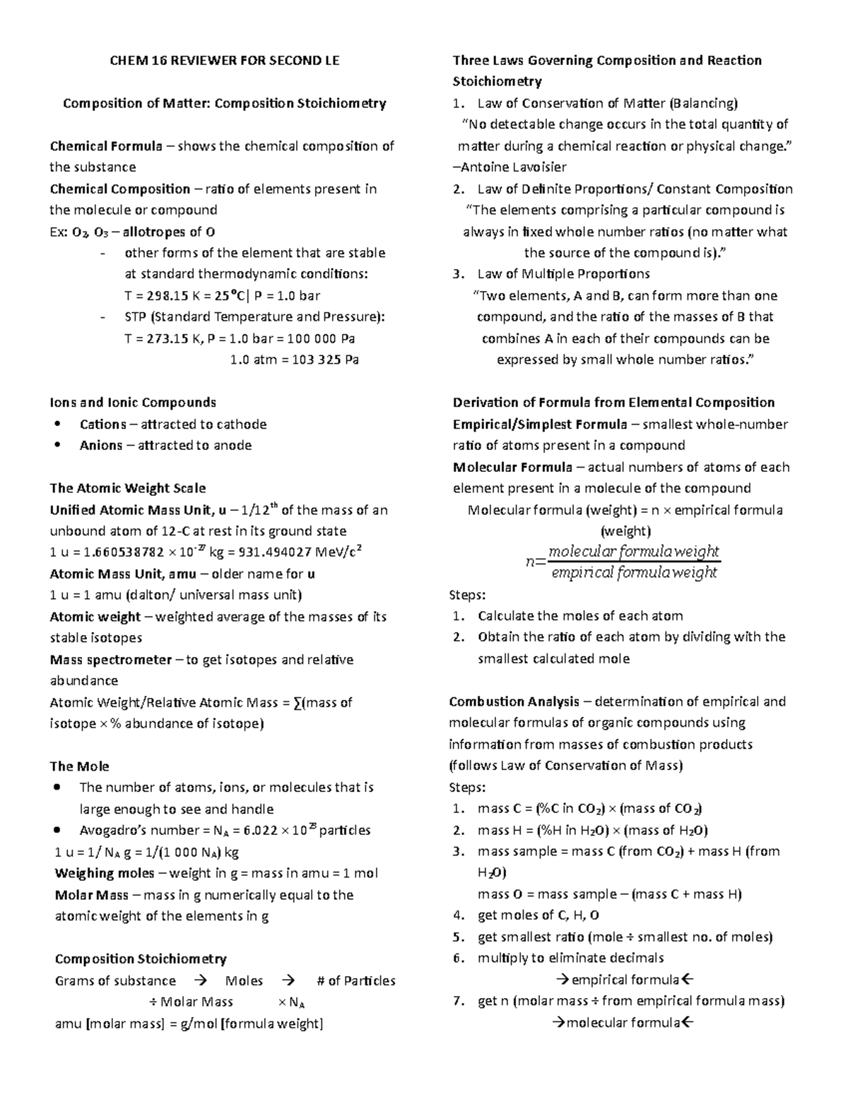 CHEM 16 Reviewer FOR Second LE - CHEM 16 REVIEWER FOR SECOND LE ...