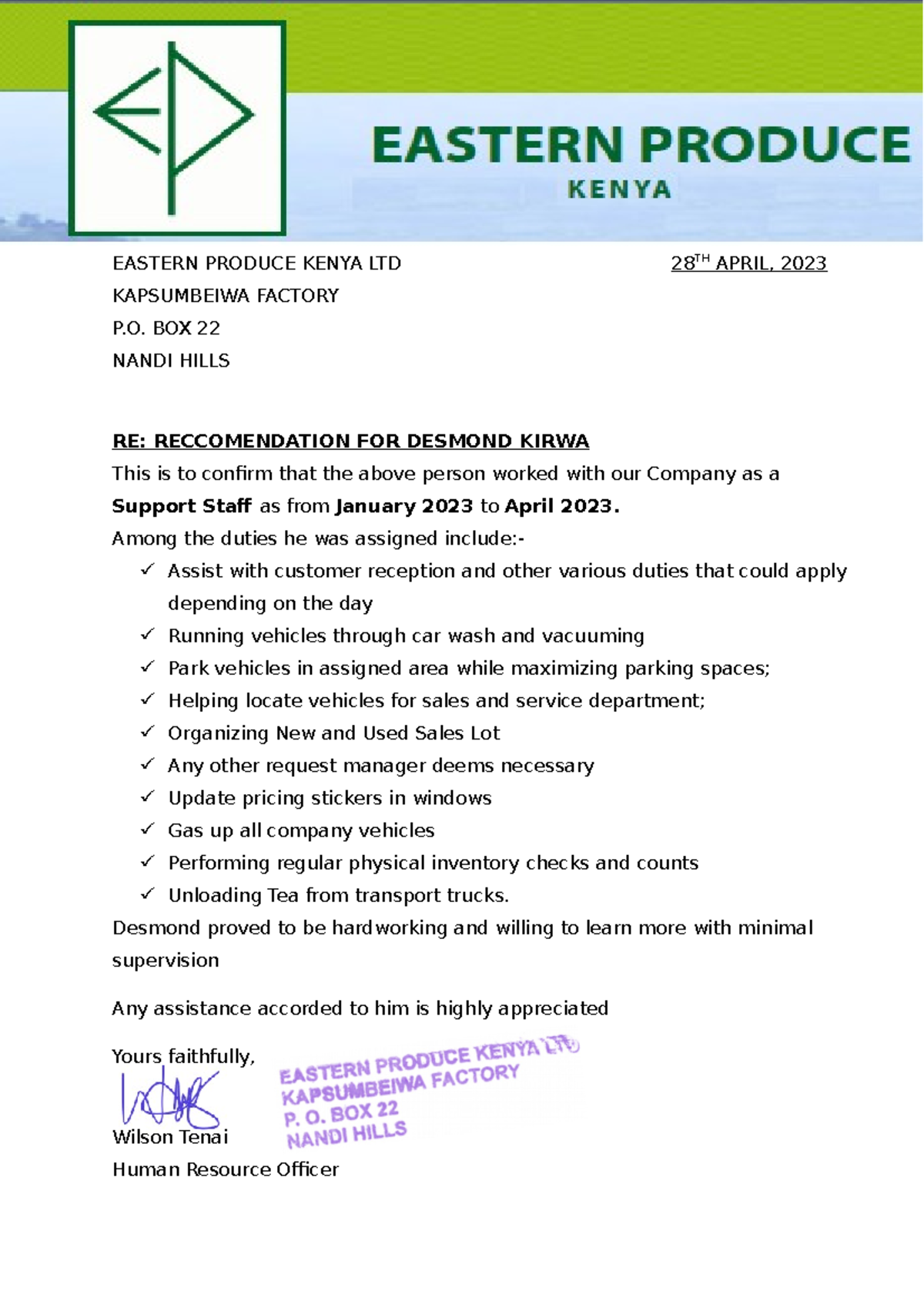 EPK EASTERN PRODUCE KENYA LTD 28 TH APRIL, 2023