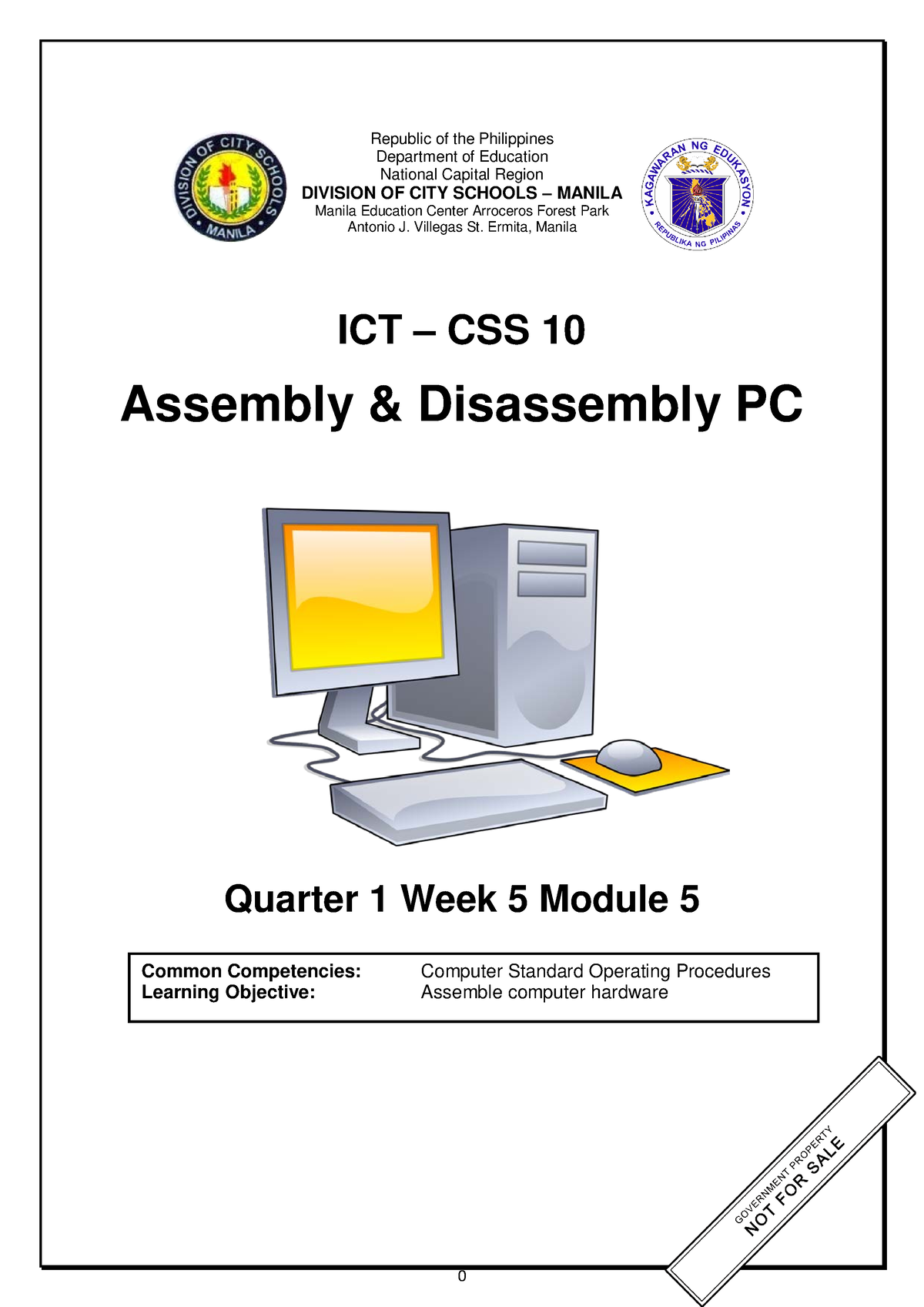 TLE-TE 10 Q1 W5 Mod5 ICT CSS - Republic Of The Philippines Department ...