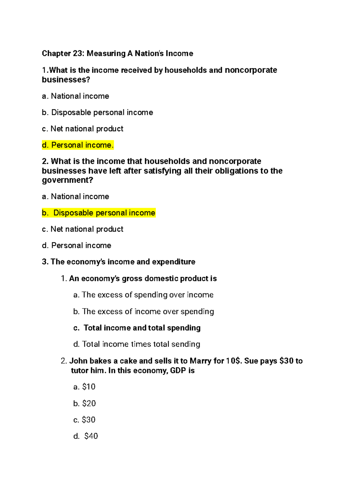 Chapter 23 Measuring A Nation's Income - Chapter 23: Measuring A Nation ...