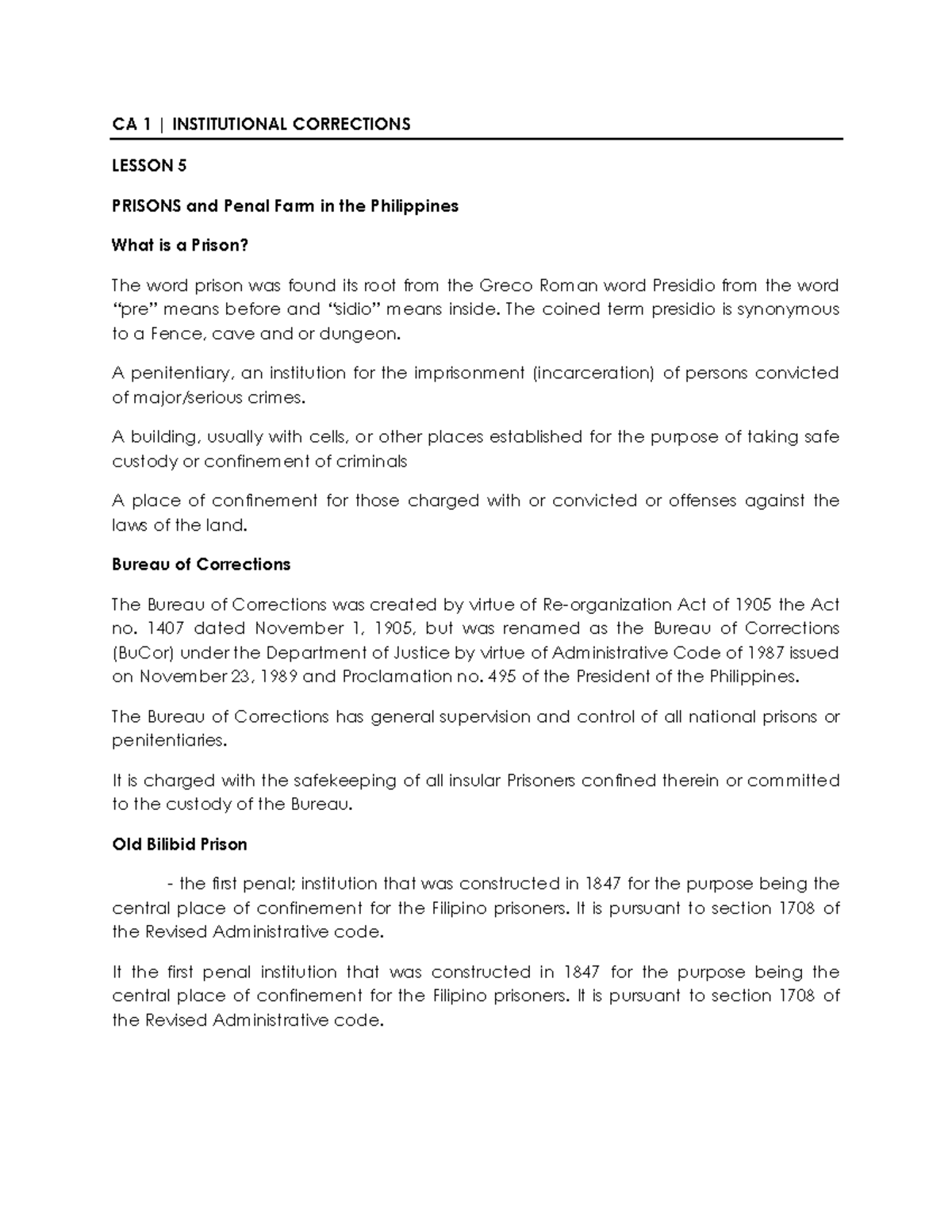 CA 1 Lesson 4 - Lecture notes 1-5 - e.g science, technology and society ...