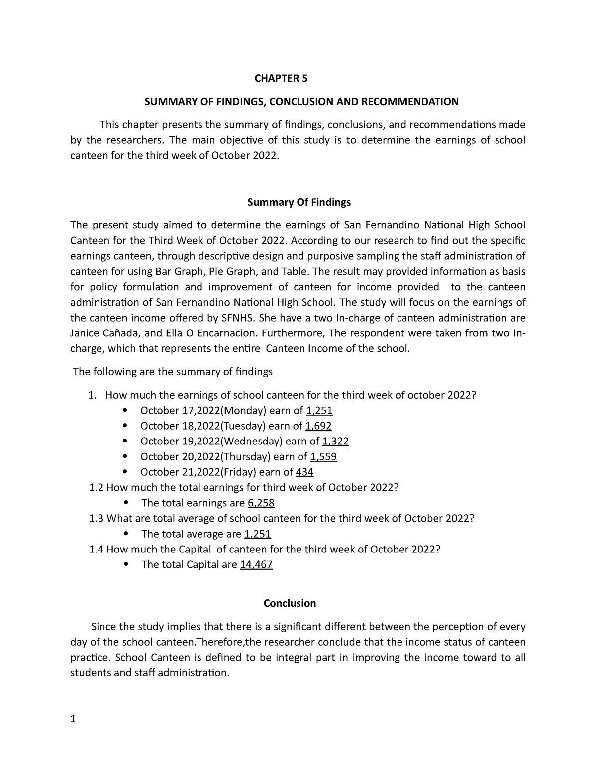 chapter 5 thesis summary conclusion and recommendation example