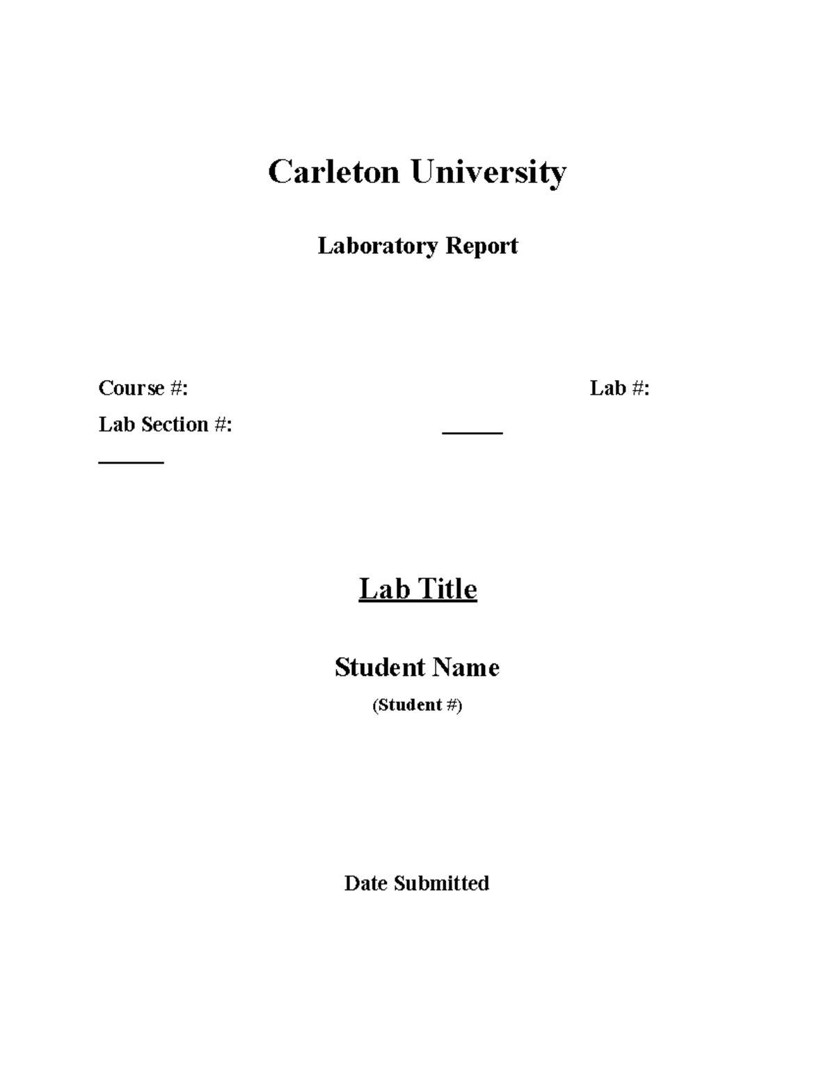 Lab Report Template - Carleton University Laboratory Report Course ...