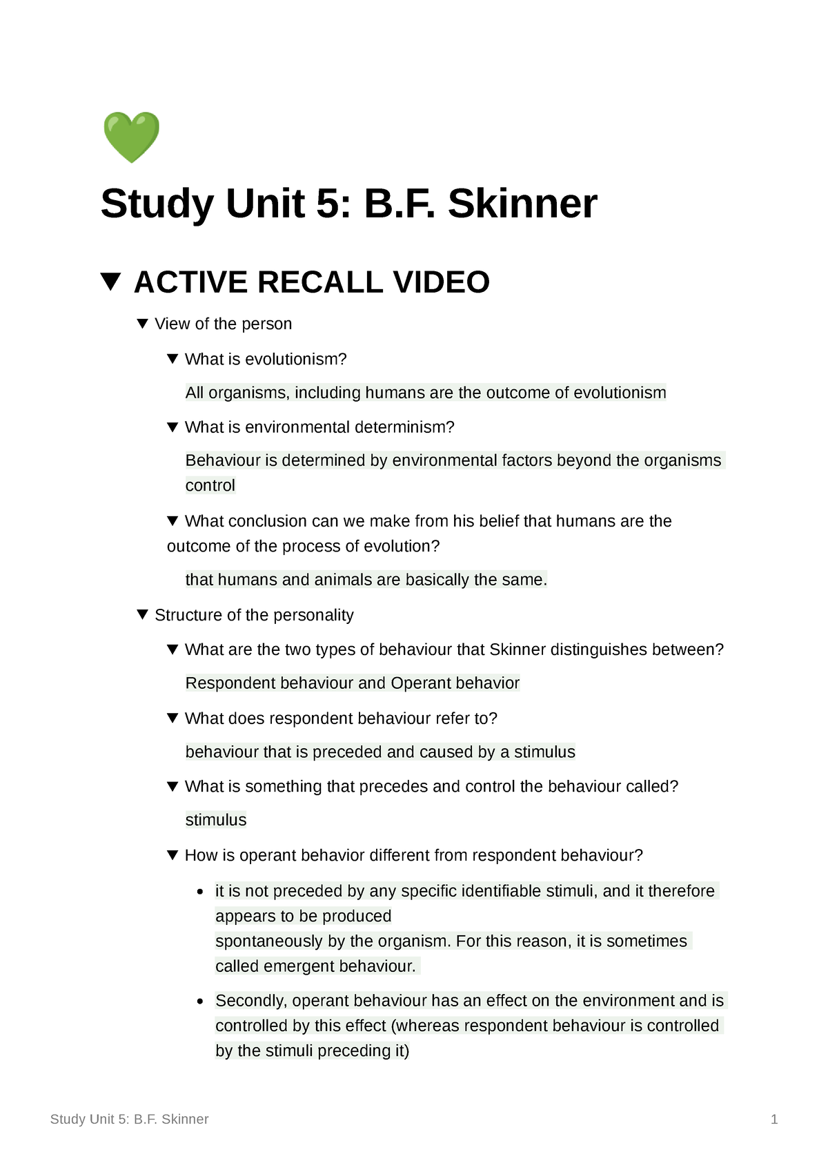 Study Unit 5 B.F. Skinner Active Recall Questions And Answers - Study ...