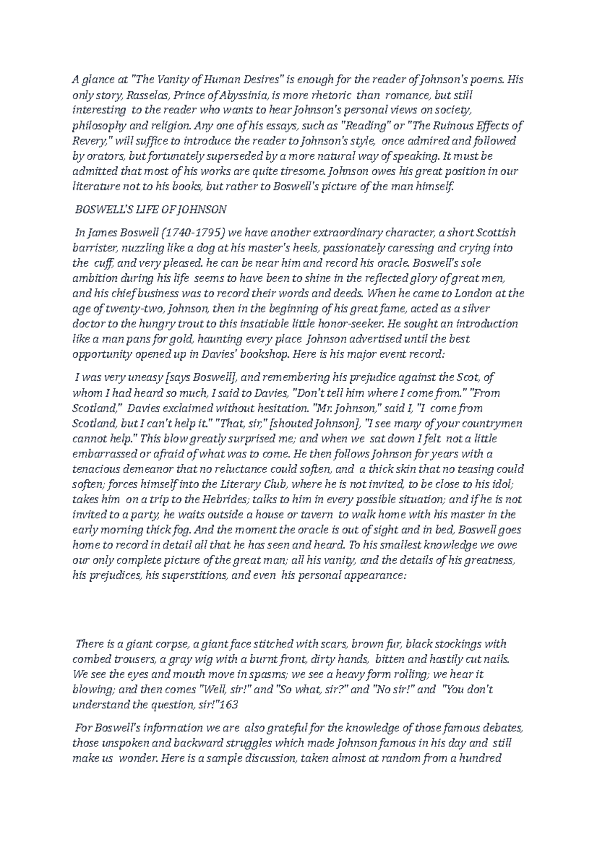 English Literature 11 A glance at "The Vanity of Human Desires" is