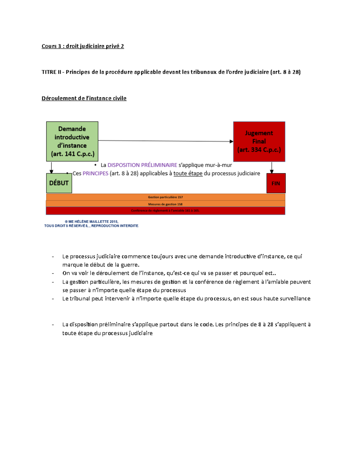 Cours 3 privé 1 - notes - Cours 3 : droit judiciaire privé 2 TITRE II ...
