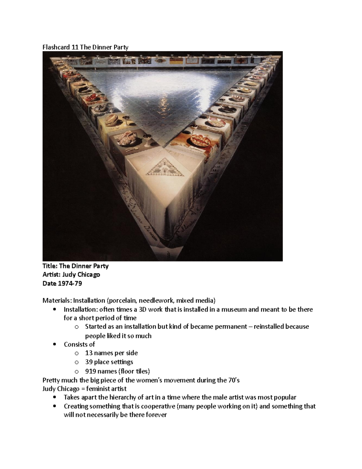 Flashcard 11 The Dinner Party Flashcard 11 The Dinner Party Title