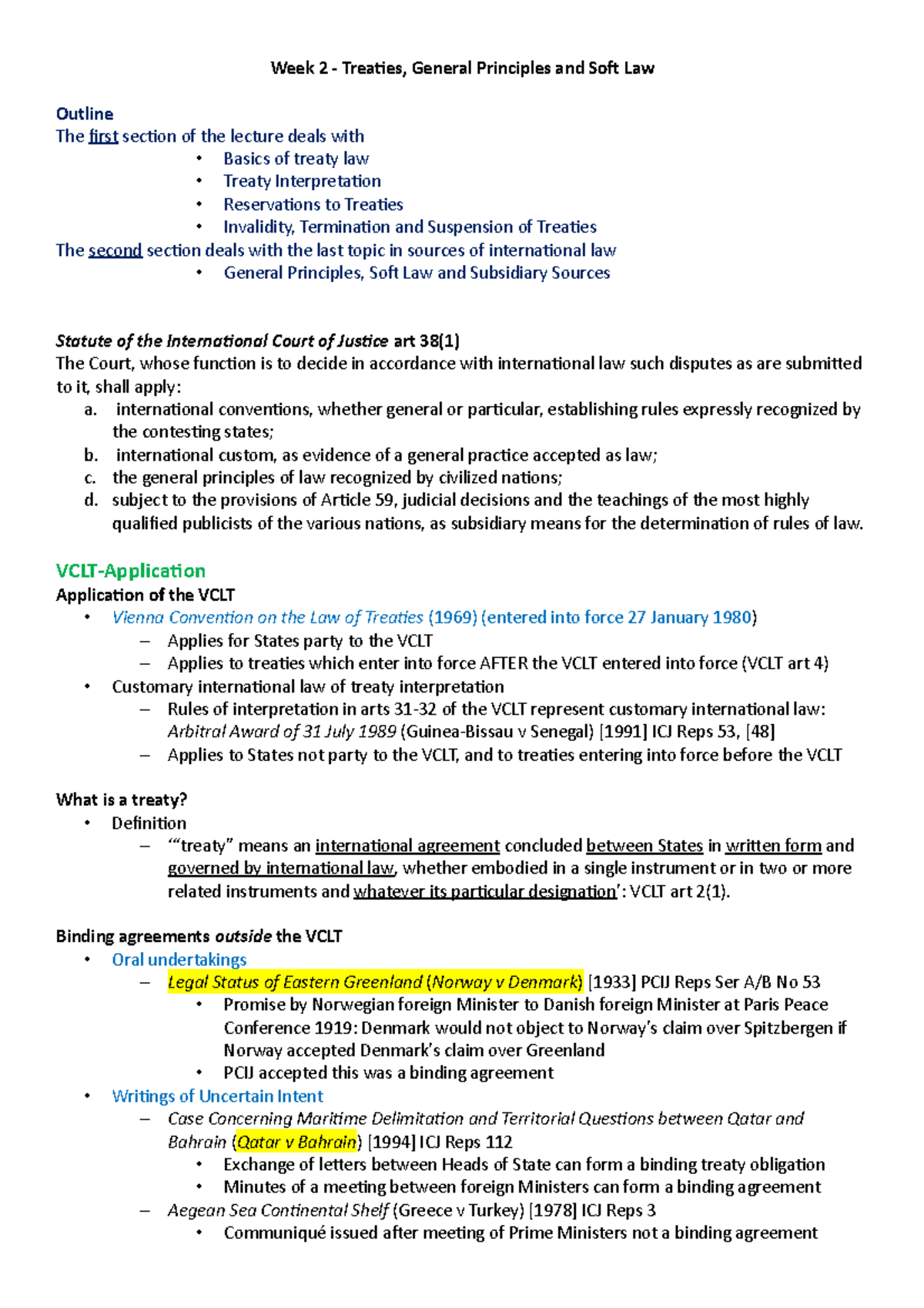 Week 2 Lecture - Week 2 - Treaties, General Principles and Soft Law ...