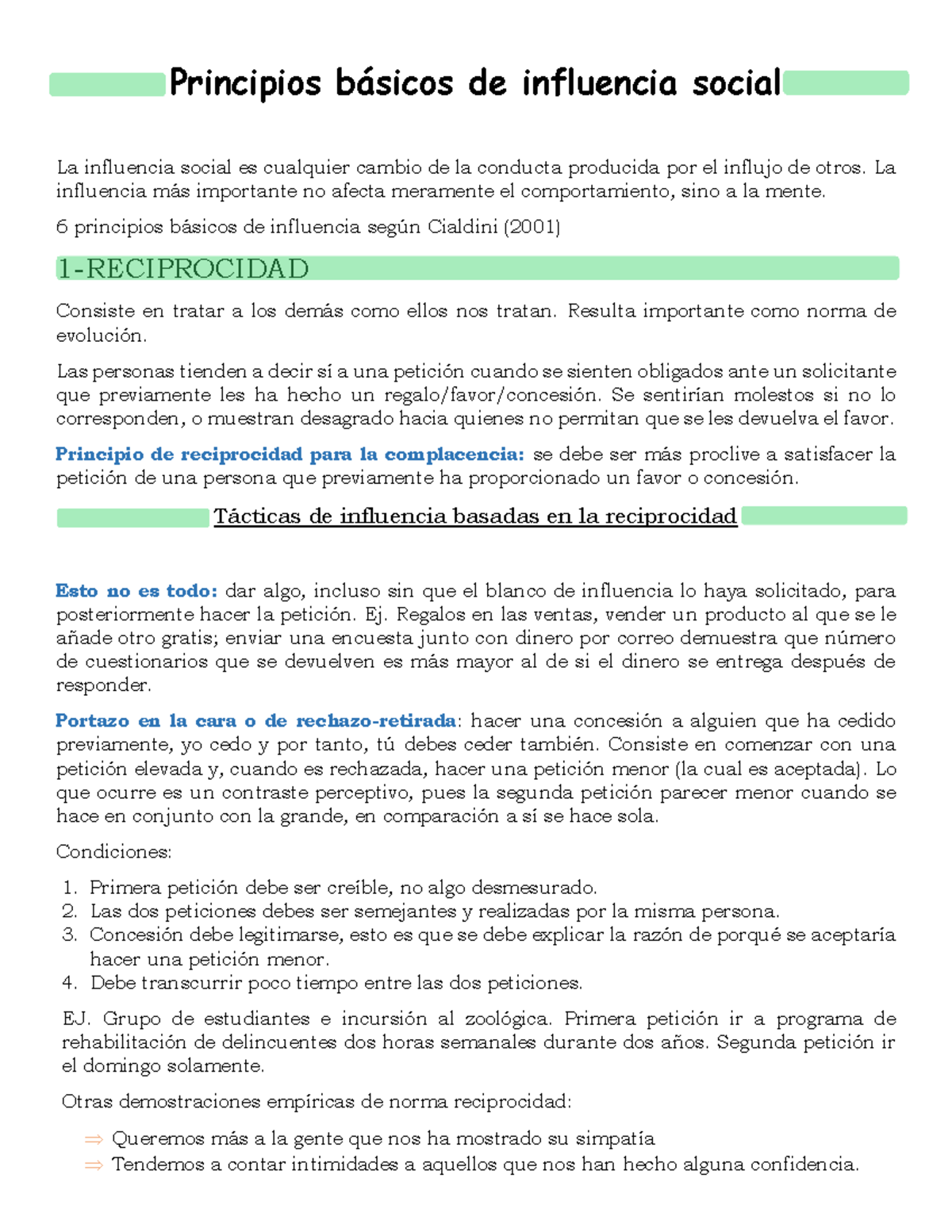 Social III Prueba I - Principios básicos de influencia social La ...