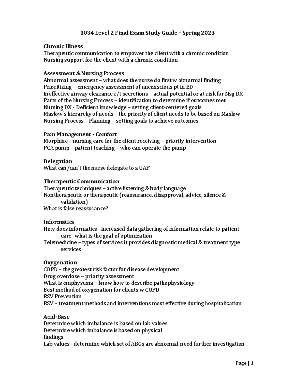 Level 2 Final Exam Study Guide - 1034 Level 2 Final Exam Study Guide ...