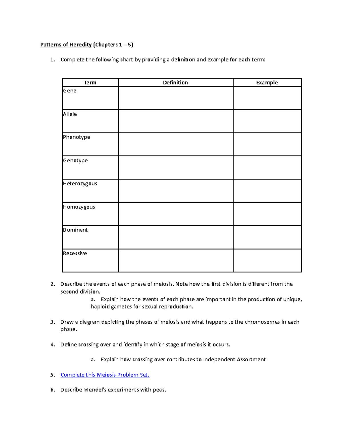 case study questions on heredity