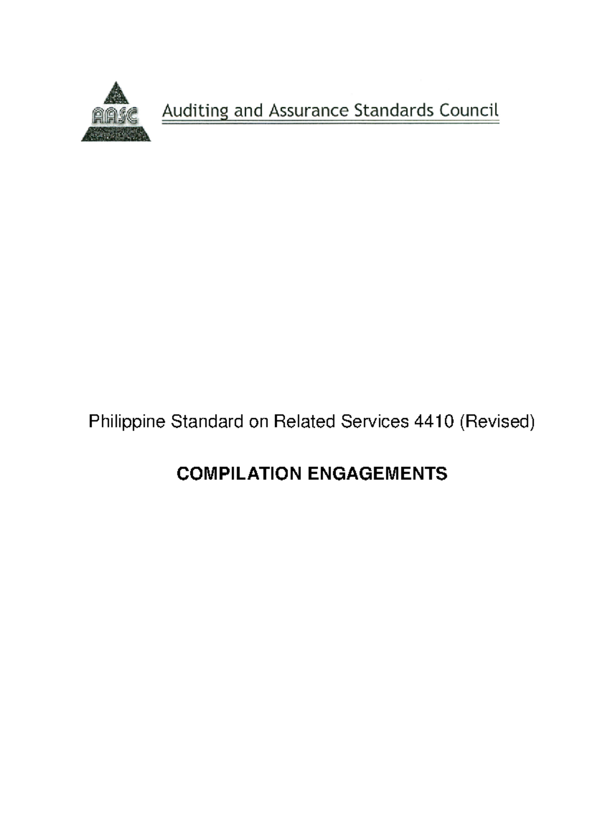 PSRS 4410 (Revised) compilation engagements - Philippine Standard on ...