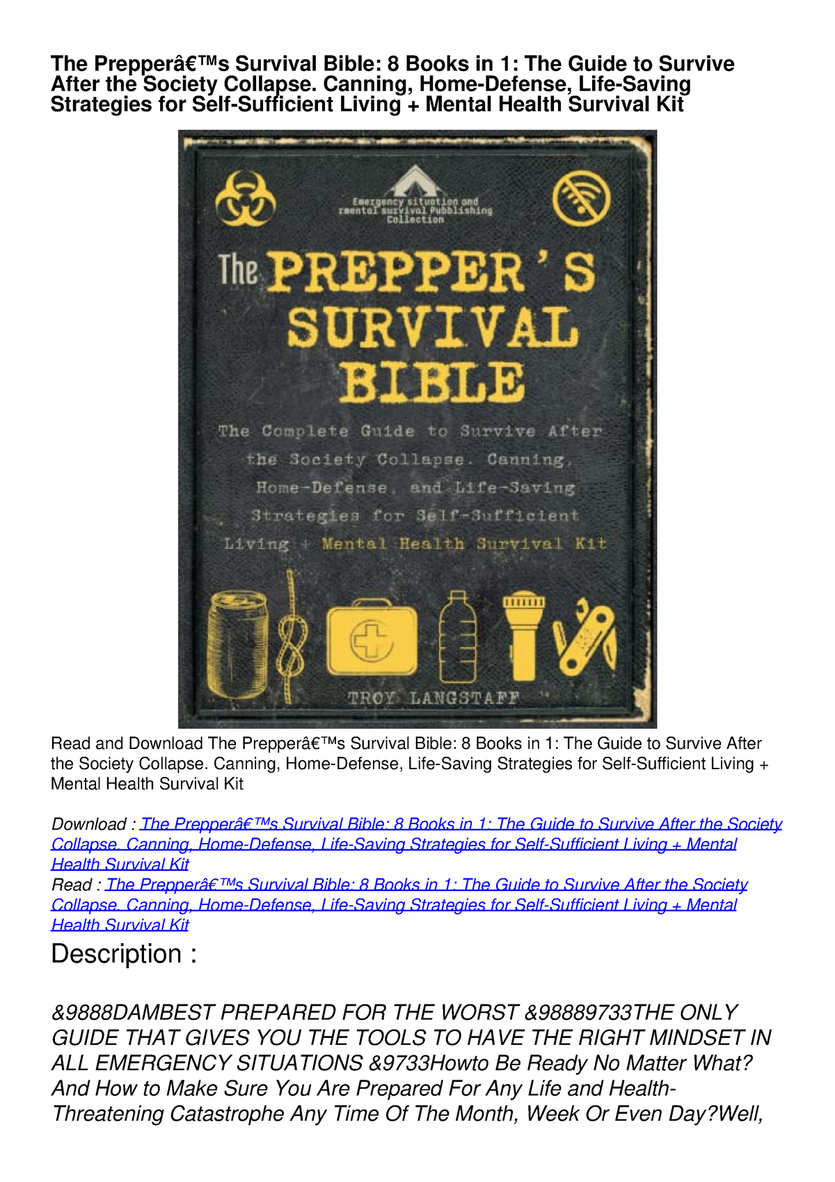 DOWNLOAD/PDF The Prepperâ€™s Survival Bible: 8 Books In 1: The Guide To ...