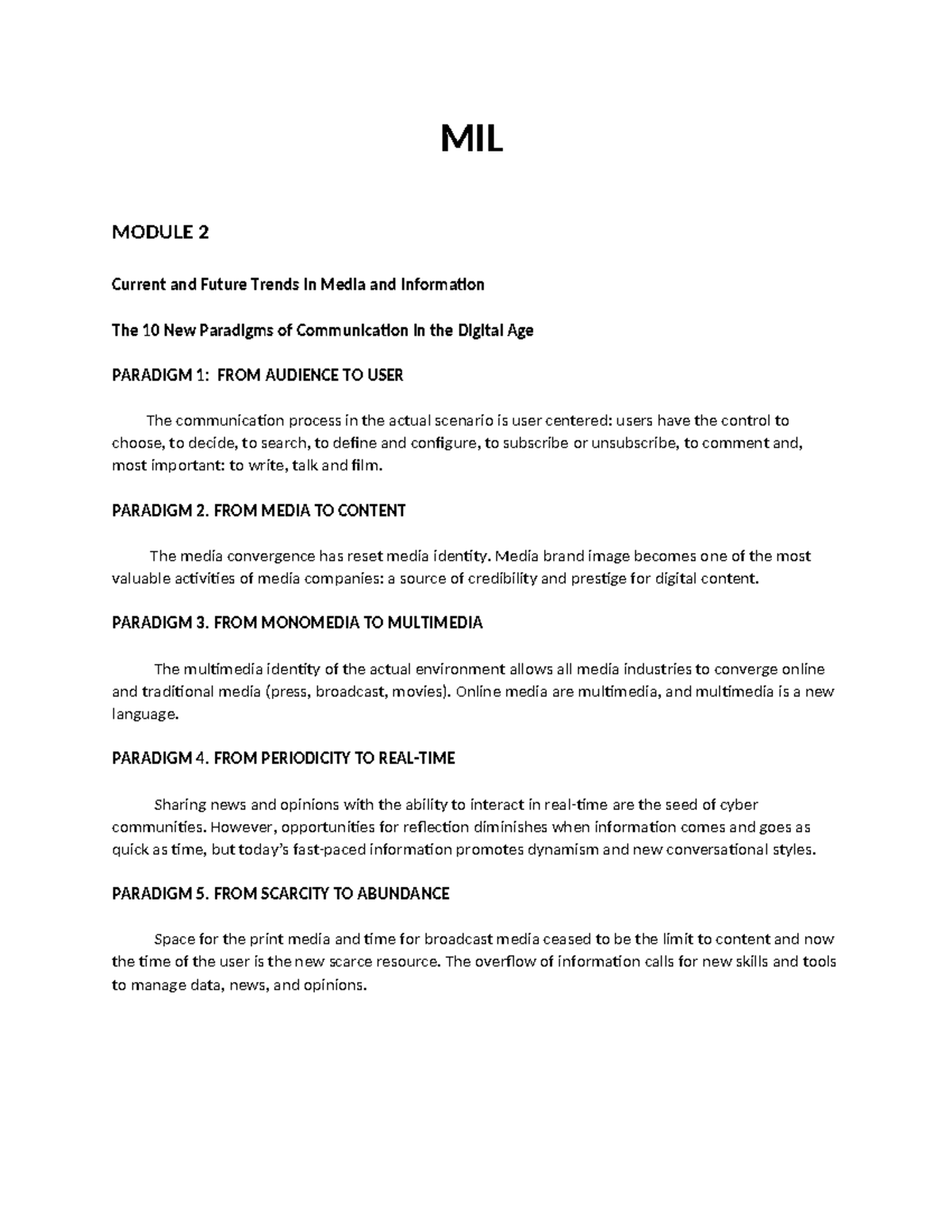 MIL reviewer - TO HELP OTHERS IN THEIR STUDIES - MIL MODULE 2 Current ...