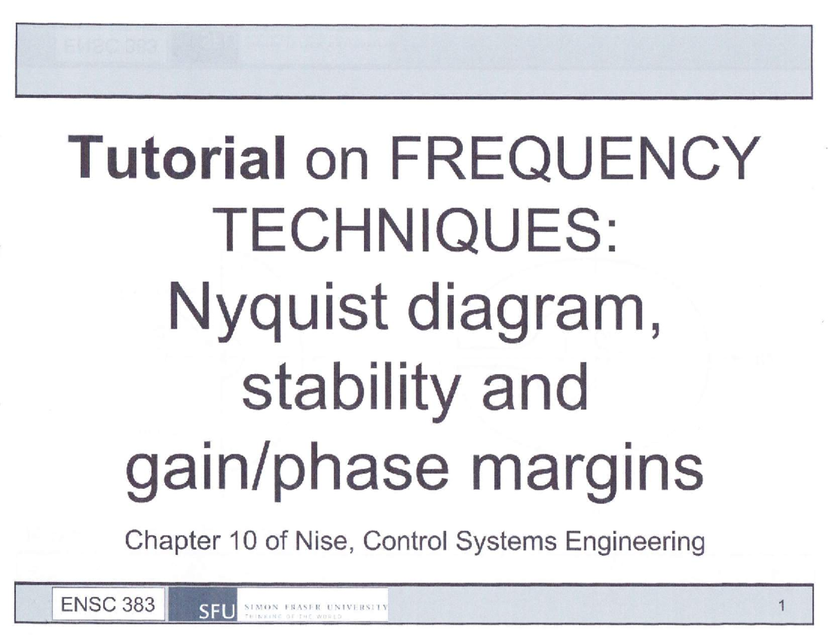 Feedback Control Systems - Lecture Notes - 1 - 12 Tut - Tutorial On ...