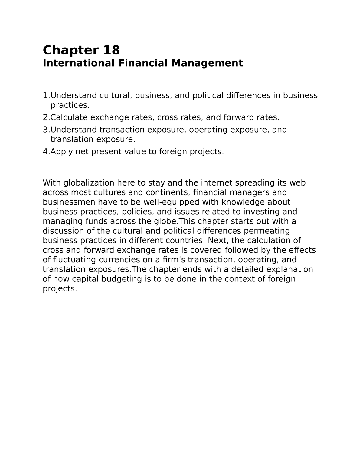 Chapter 18 International Financial Management - Chapter 18 ...