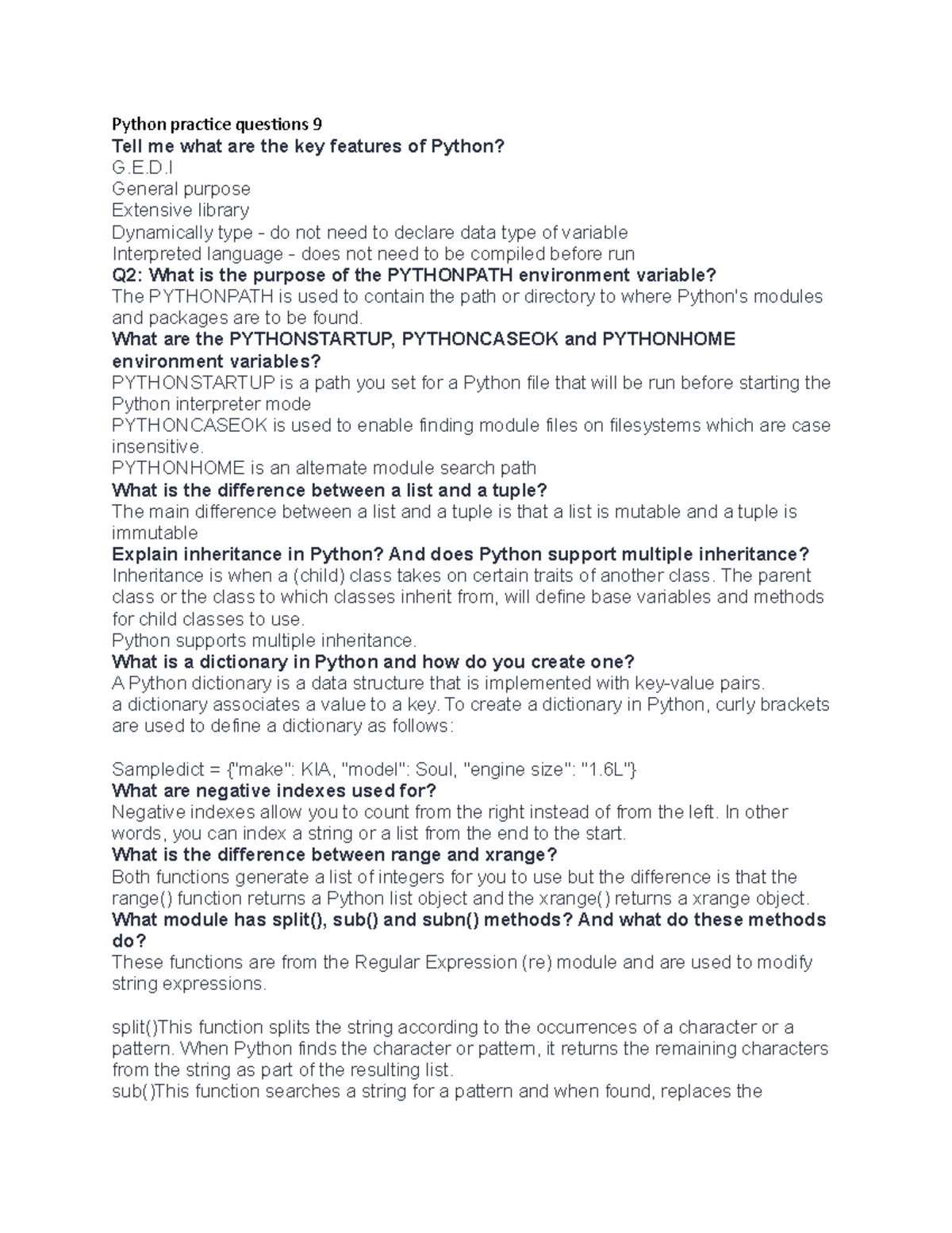 Python practice questions 8 - E.D General purpose Extensive library ...