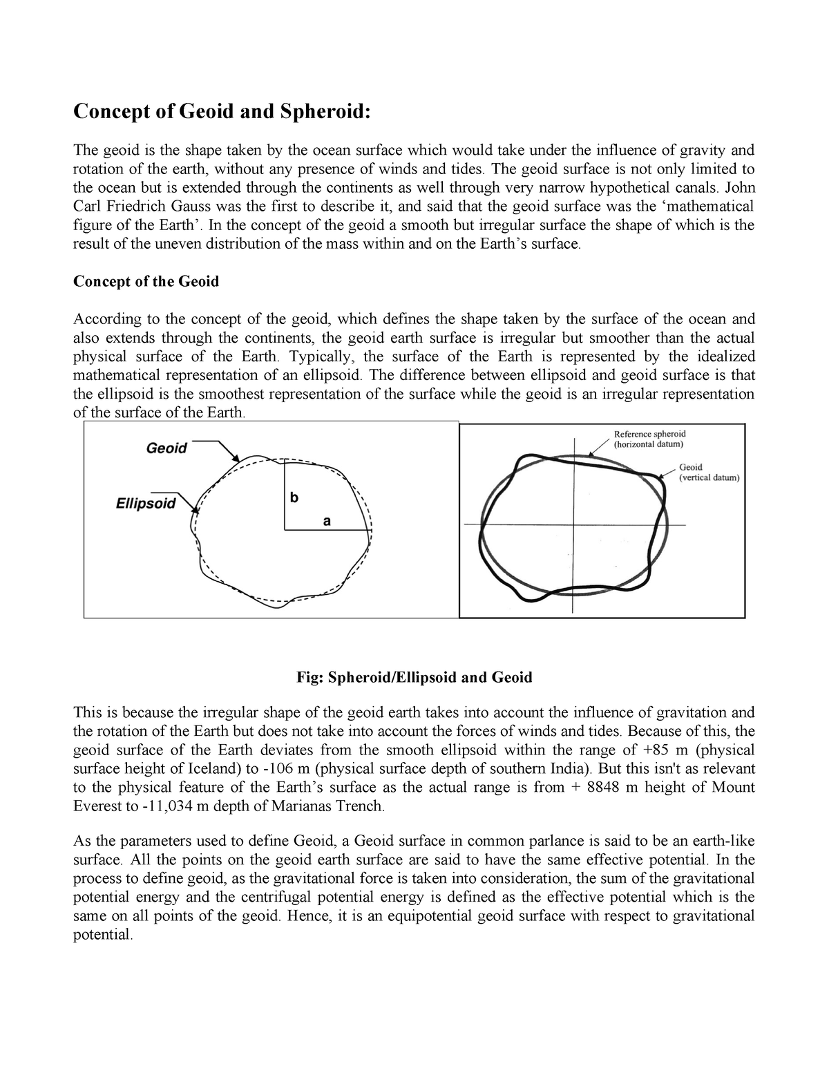 Concept of geoid and spheroid - Concept of Geoid and Spheroid: The ...