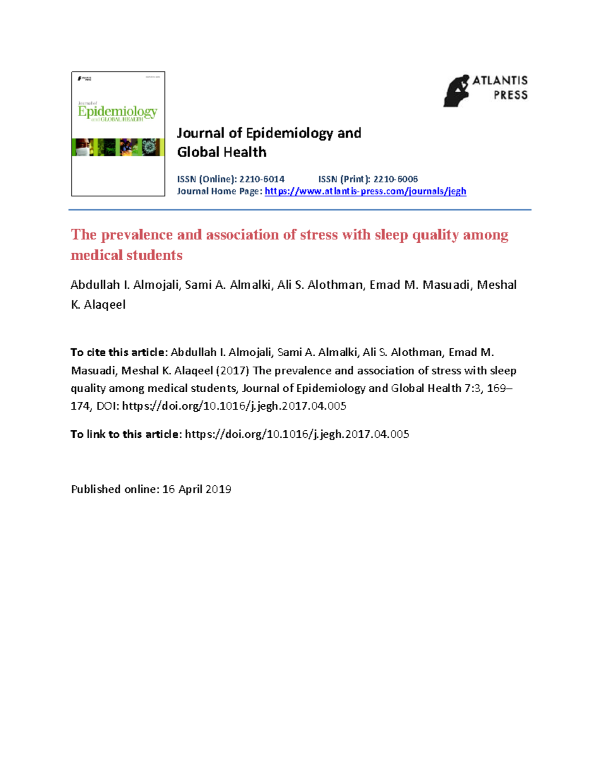 The prevalence and association of stress with sleep quality among ...