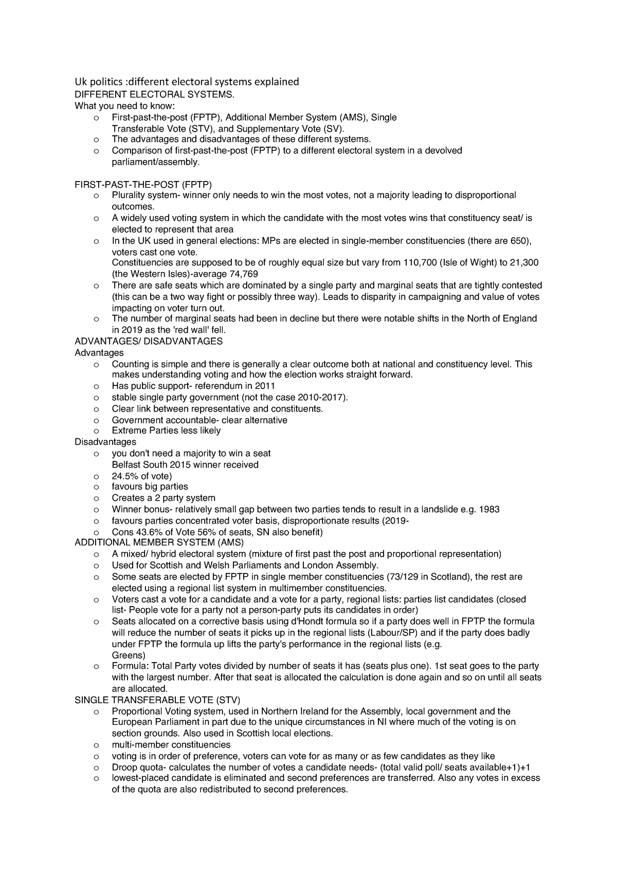 Diffrent electoral systems - What you need to know: o First-past-the ...