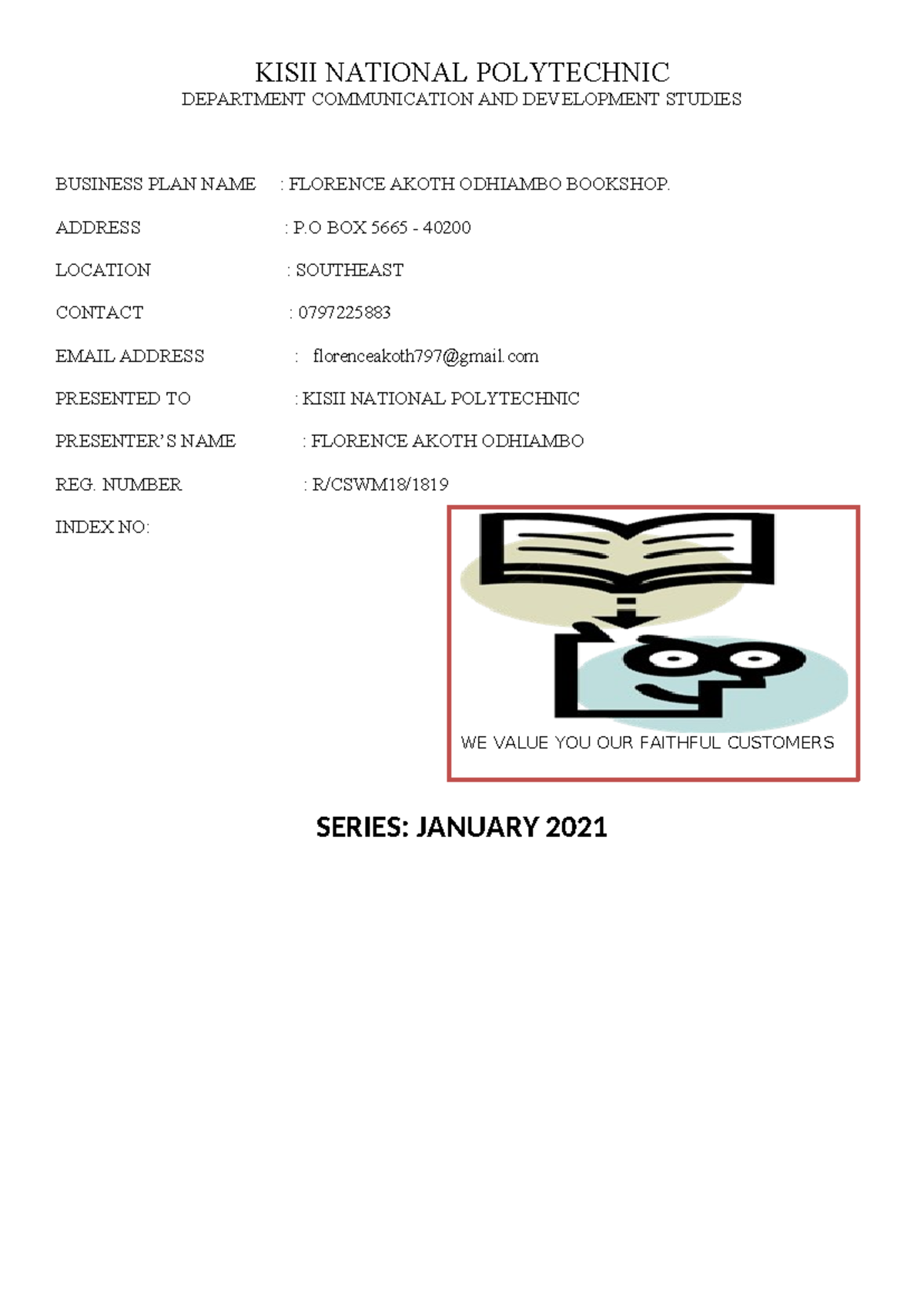 Akoth Bookshob - 2025 - KISII NATIONAL POLYTECHNIC DEPARTMENT ...