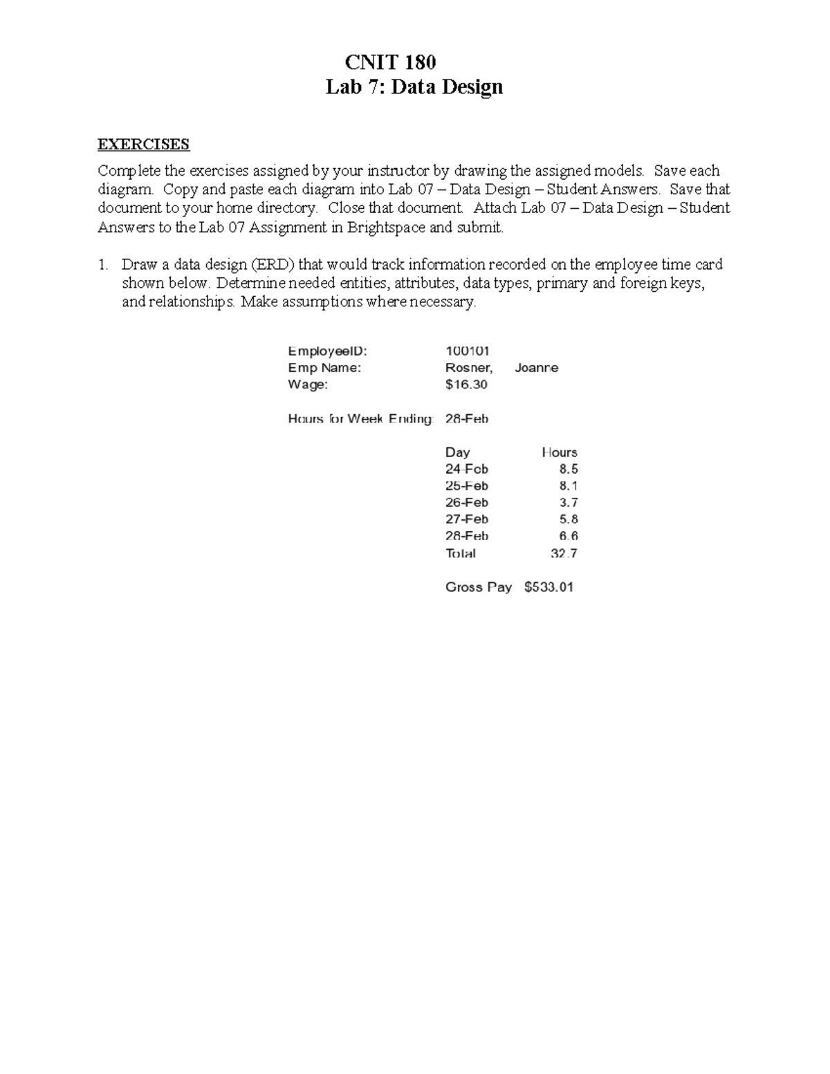 Lab 07 - Data Design - Student Answers 2 - Lab 7: Data Design EXERCISES ...