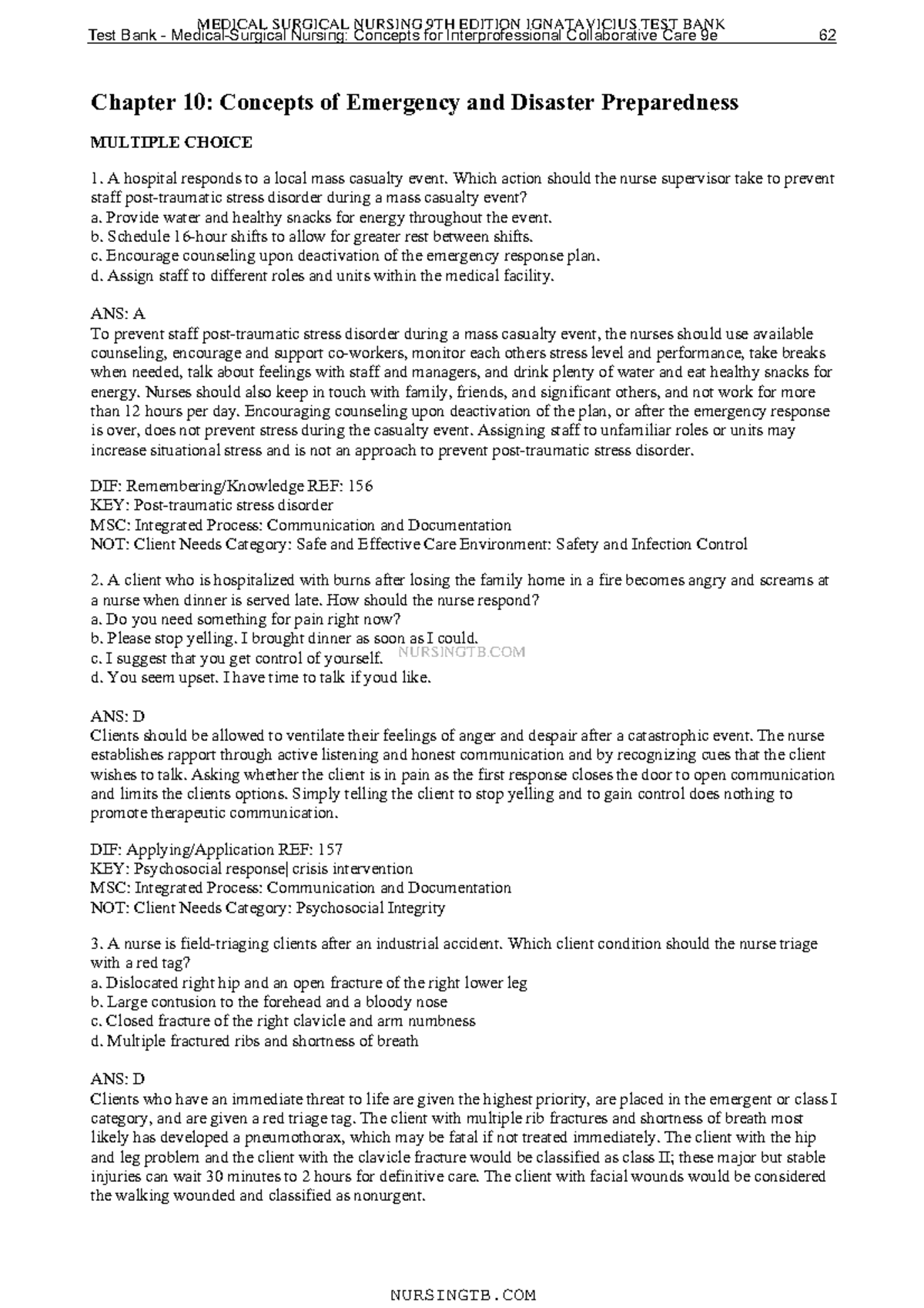Chapter 10 Concepts of Emergency and Disaster Preparedness NU1205