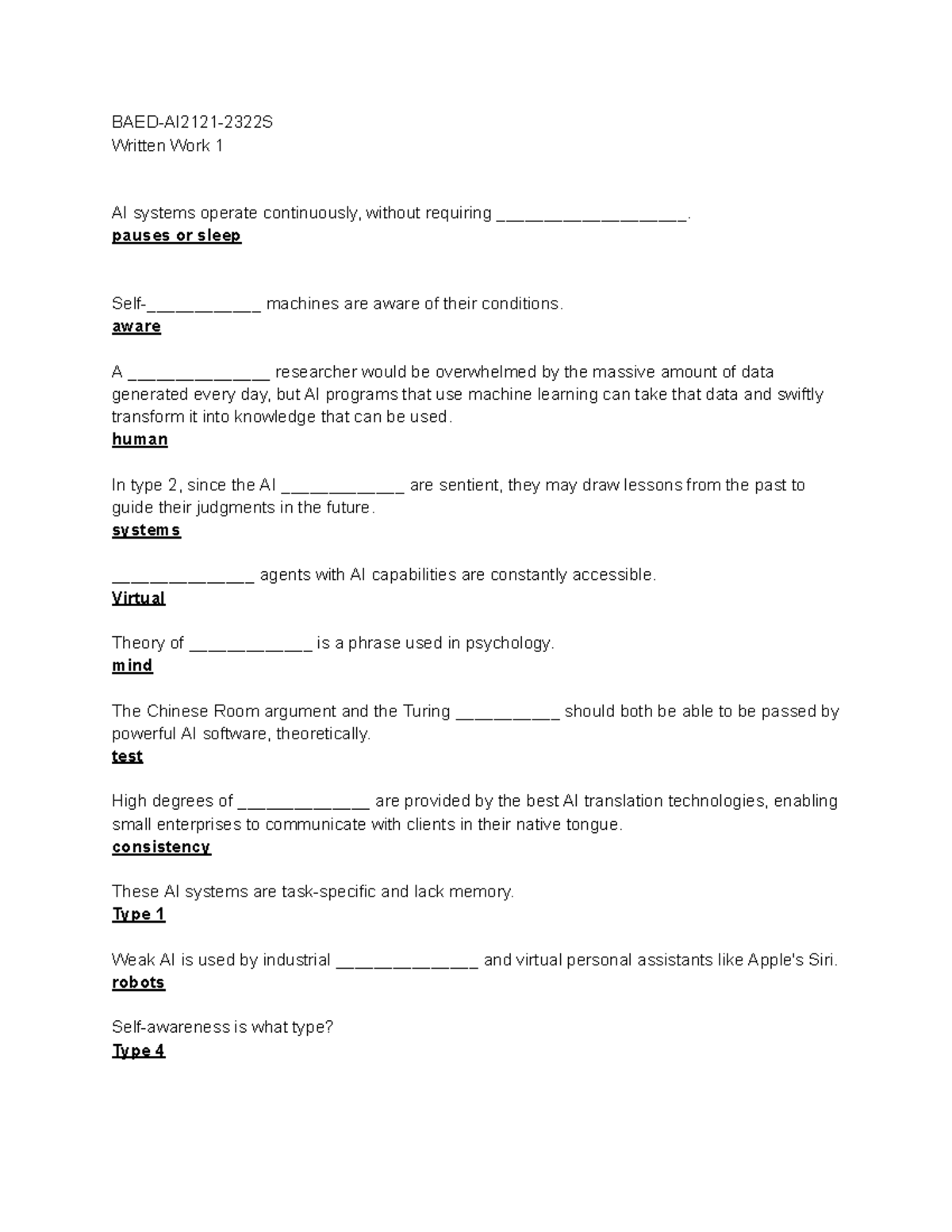 BAED-AI2121-2322S-Written Work 1-4th quarter grade 12 - BAED-AI2121 ...