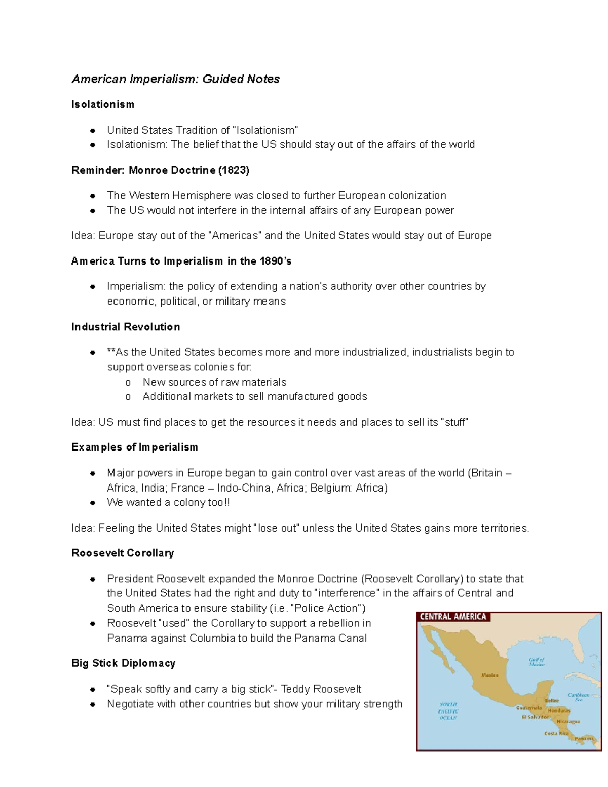 American Imperialism Notes - American Imperialism: Guided Notes ...