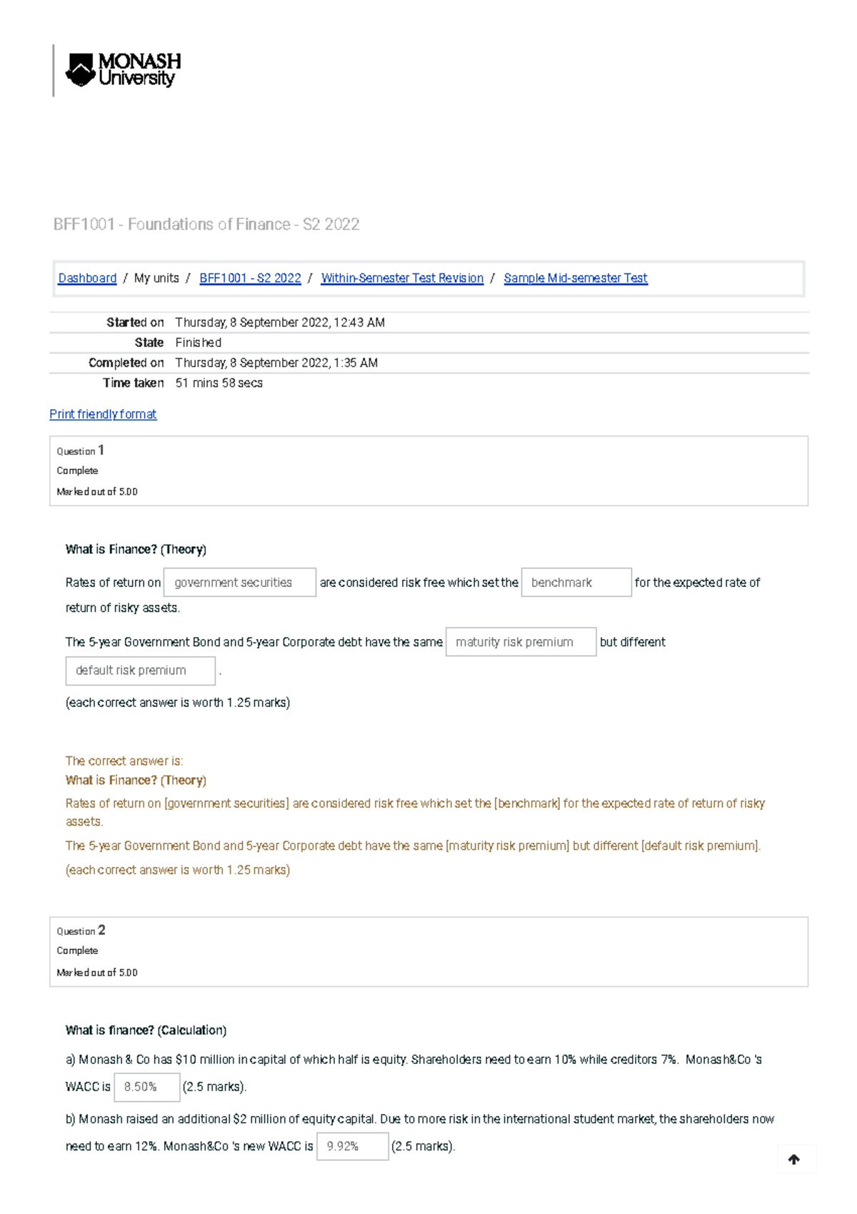 BFF 1001 midterm mock - Dashboard/My units/ BFF1001 - S2 2022/ Within ...