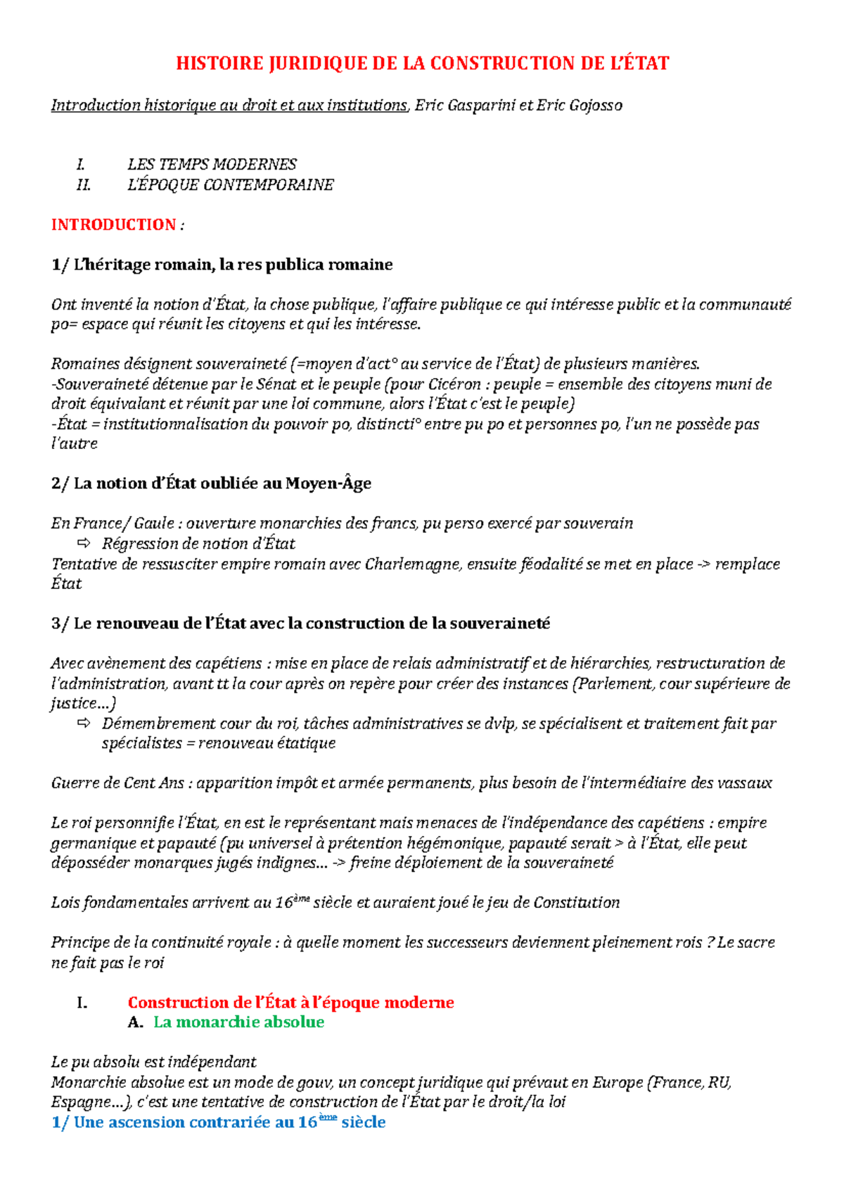 Histoire Juridique DE LA Construction DE L HISTOIRE JURIDIQUE DE LA CONSTRUCTION DE L’ÉTAT