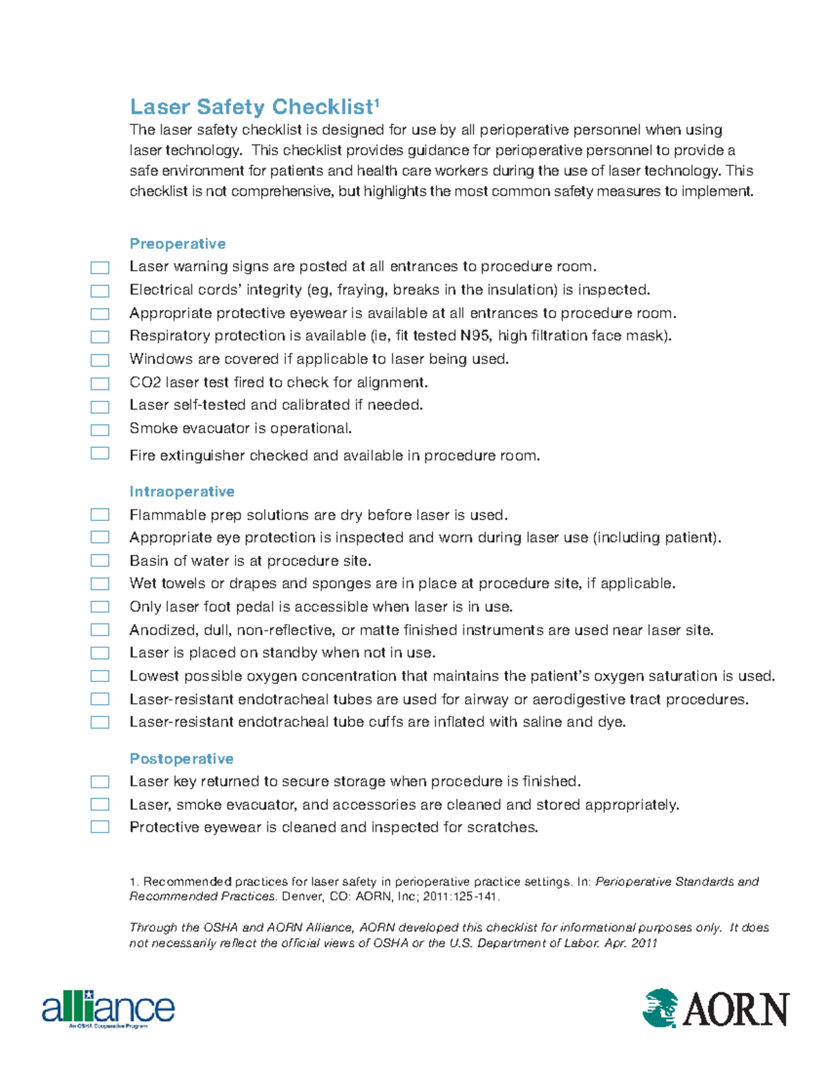 Laser Safety Checklist Laser Safety Checklist 1 The laser safety