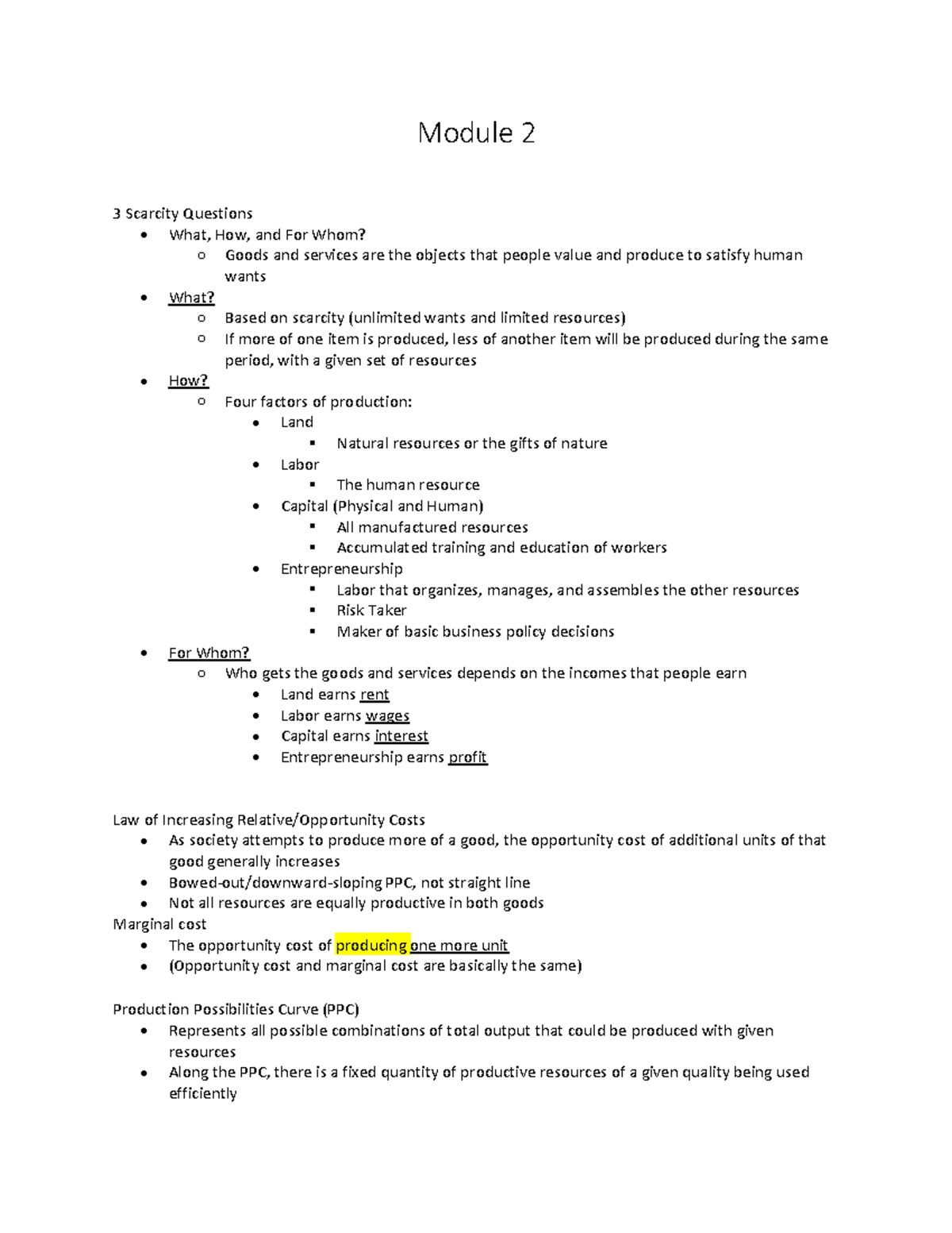 scarcity and economics case study #2 answer key