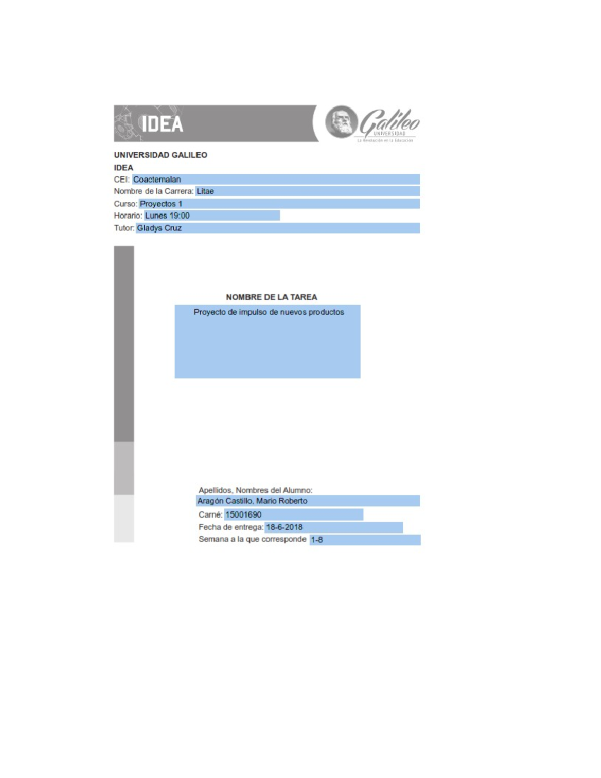 Proyecto - asfsdf - Contenido 1, Descripción detallada de los productos ...