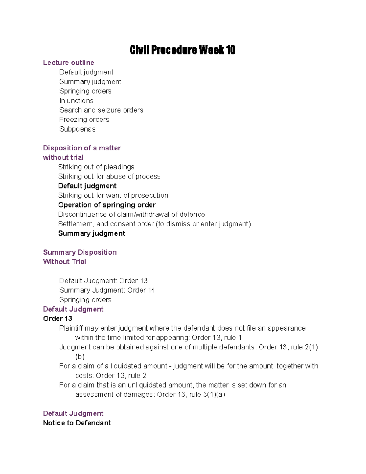 civil-procedure-week-10-summary-judgment-summary-disposition-without