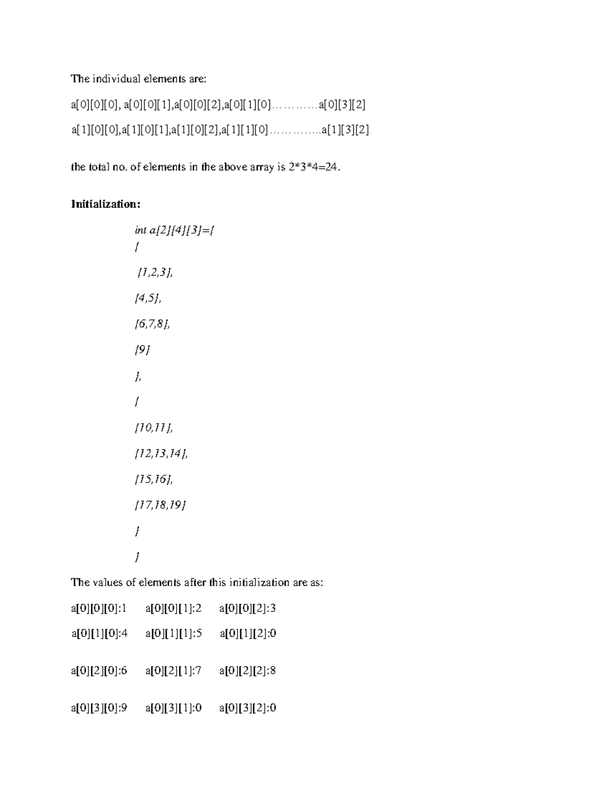 Programming-32 - n/a - The individual elements are: a[0][0][0], - Studocu