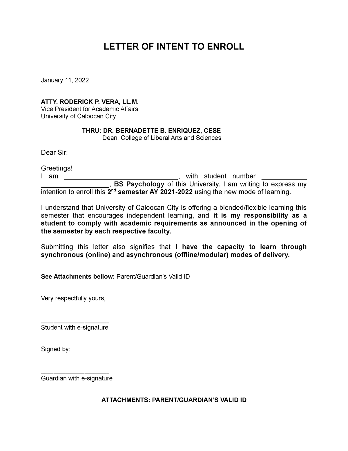 Letter Of Intent To Enroll 2nd Sem Ay21 22 Letter Of Intent To Enroll January 11 2022 Atty 3208