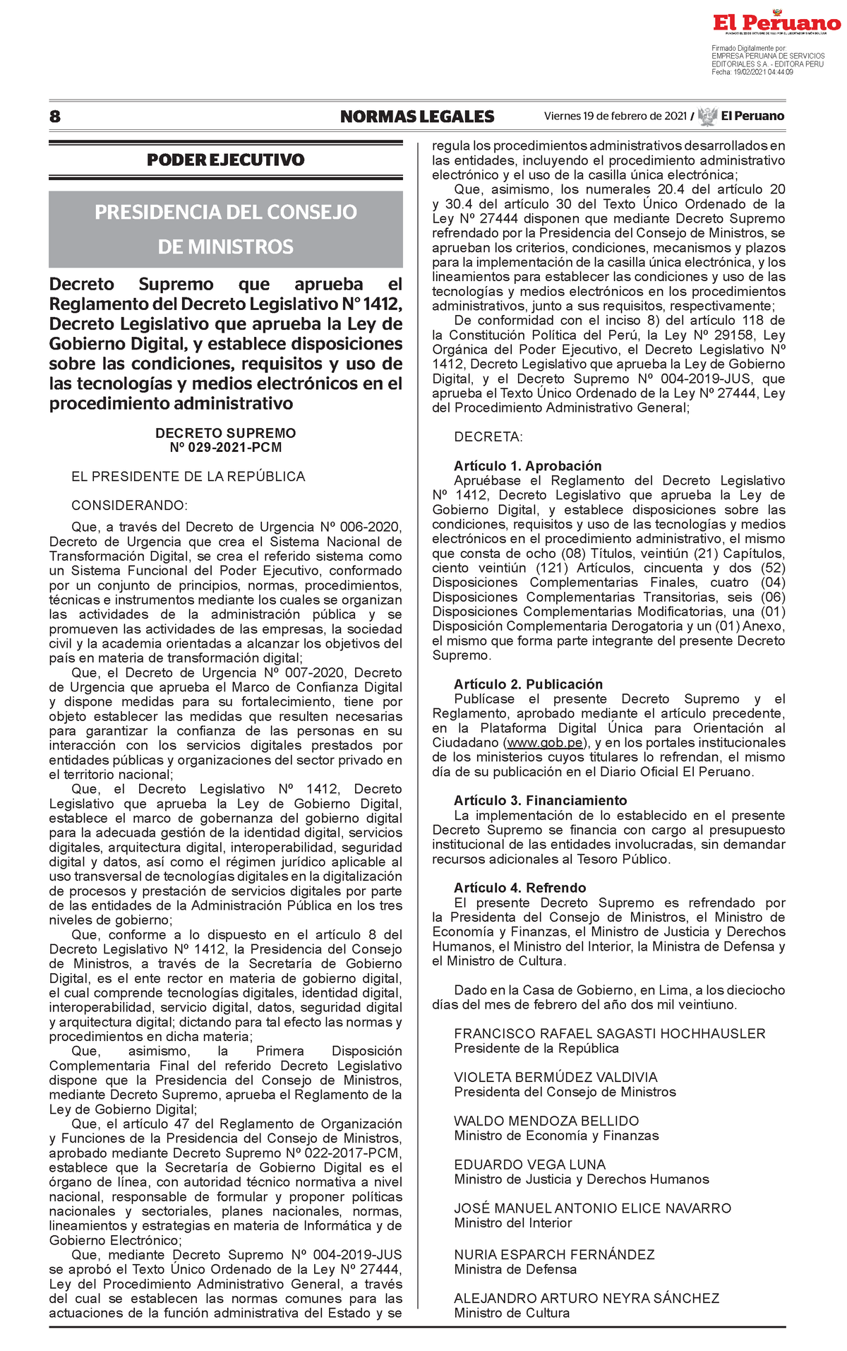 Decreto Supremo Que Aprueba El Reglamento Del Decreto Legisl Decreto ...