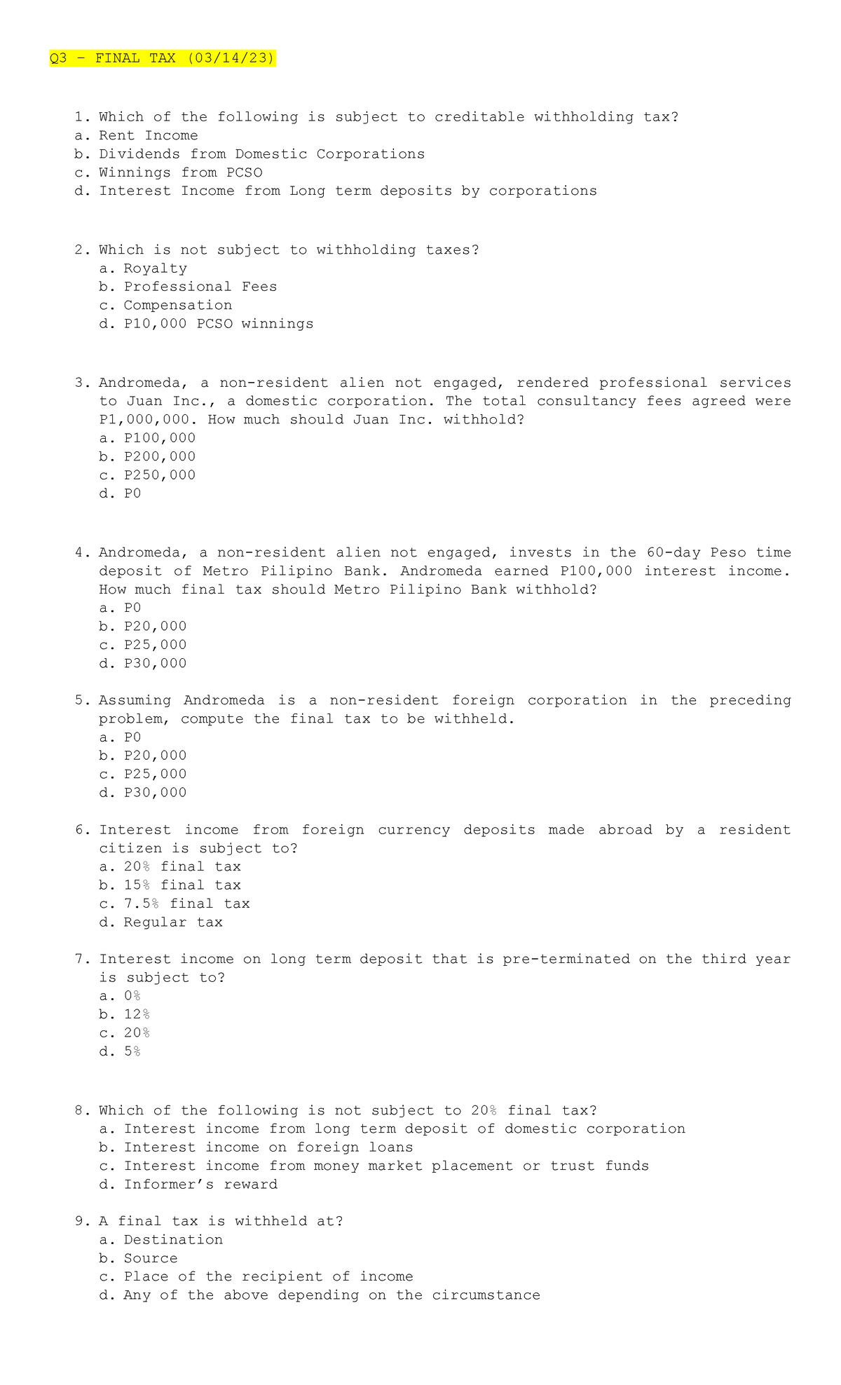 Chapter 5 Final TAX - Q3 – FINAL TAX (03/14/23) Which Of The Following ...